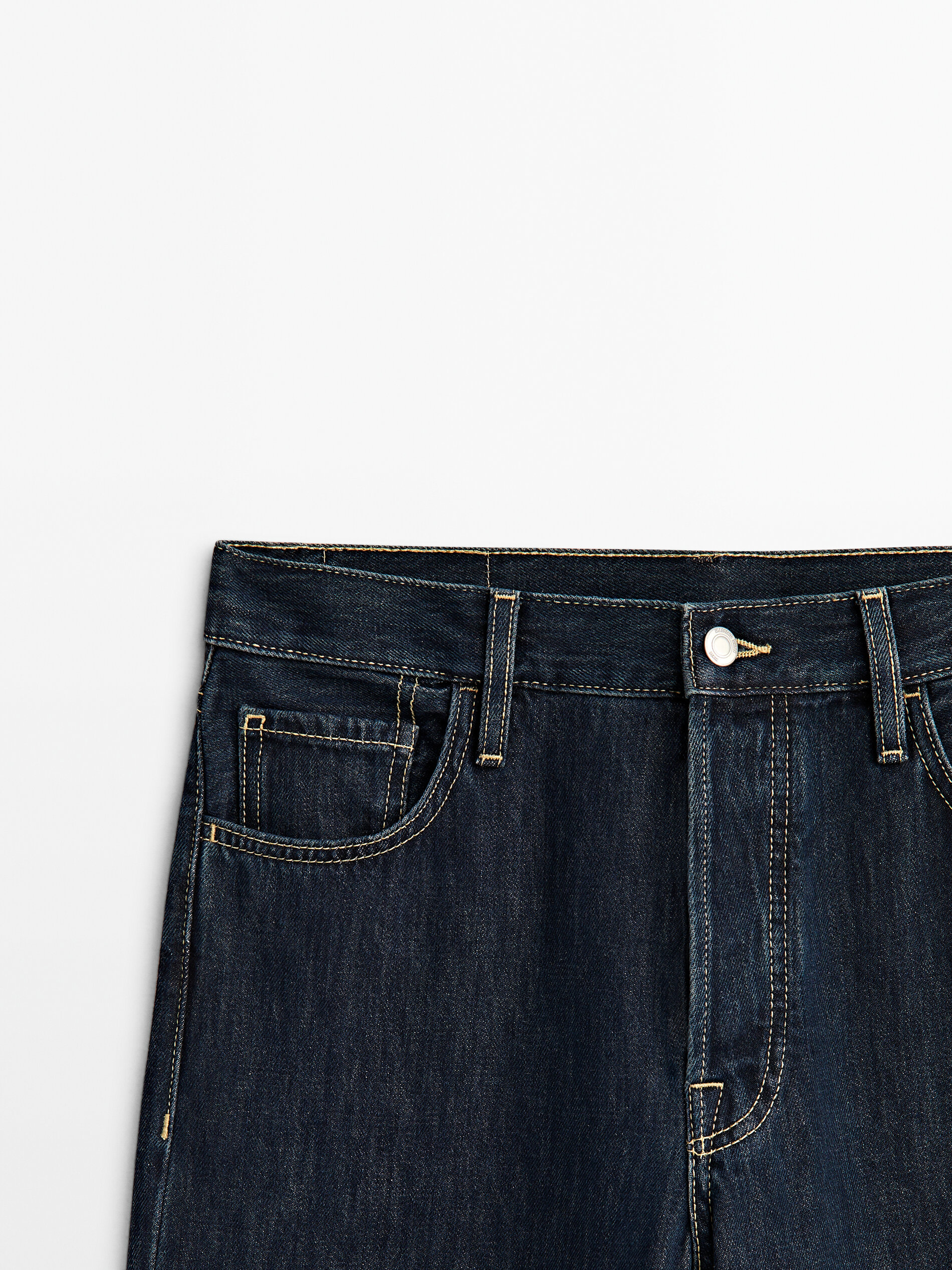 Pantalón vaquero tiro alto corte recto - AZUL OSCURO