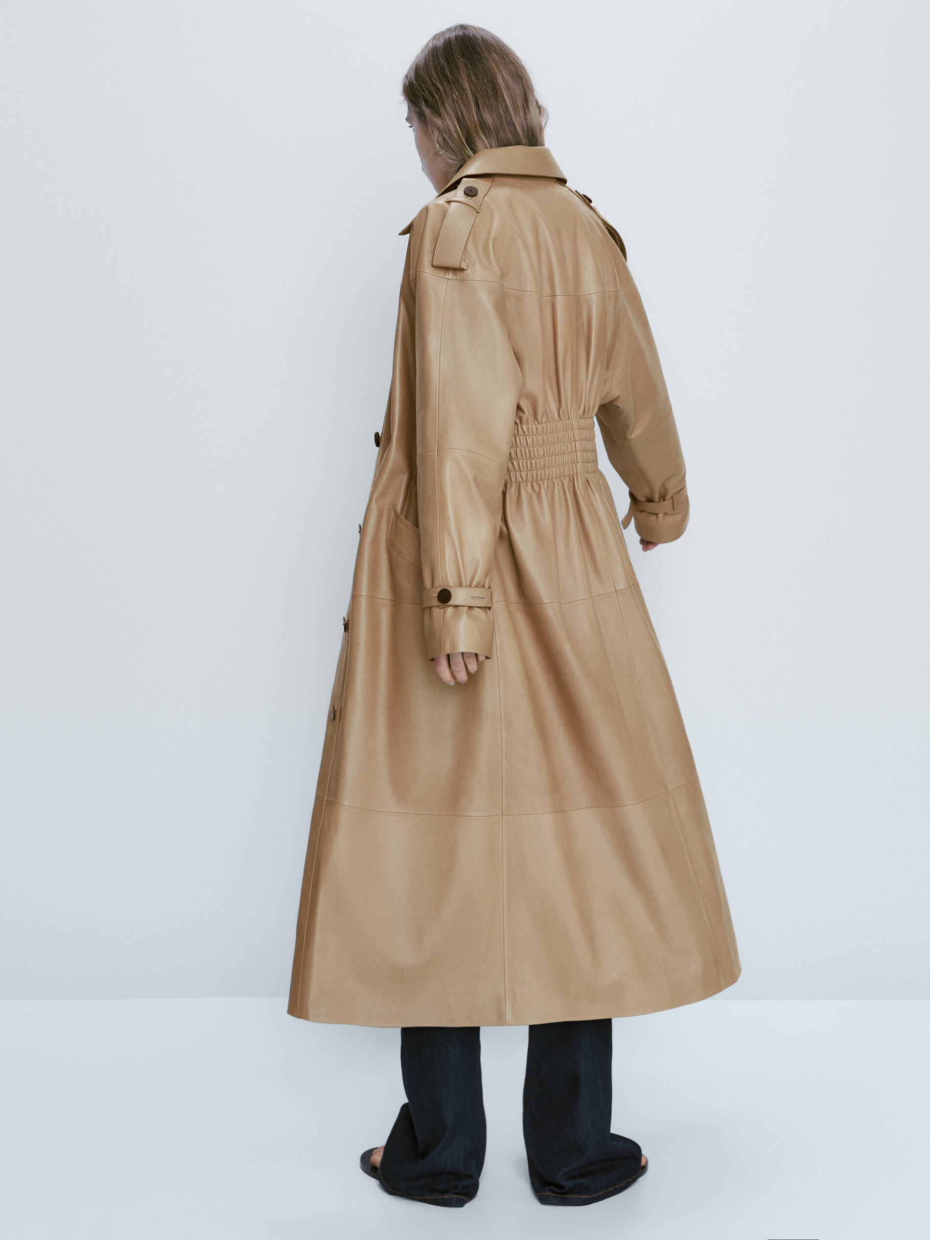 Chaqueta trench piel napa cintura elástica - ARENA