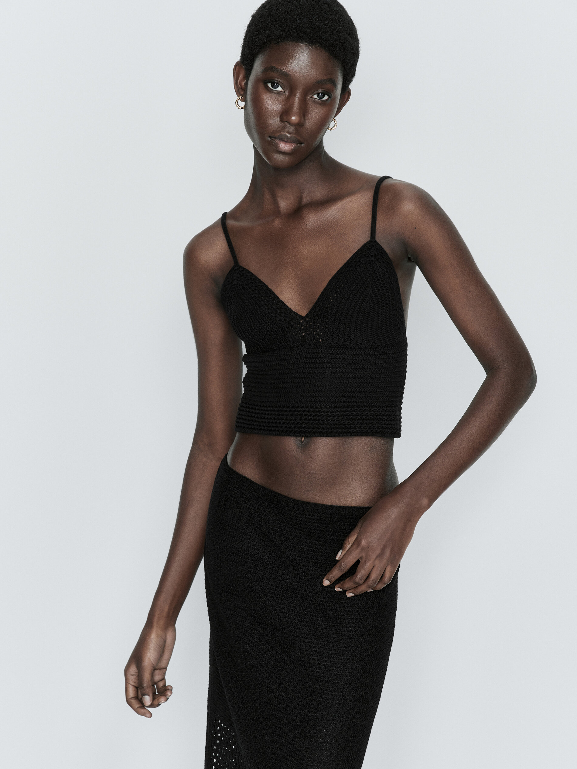 Top punto crochet tirantes - NEGRO