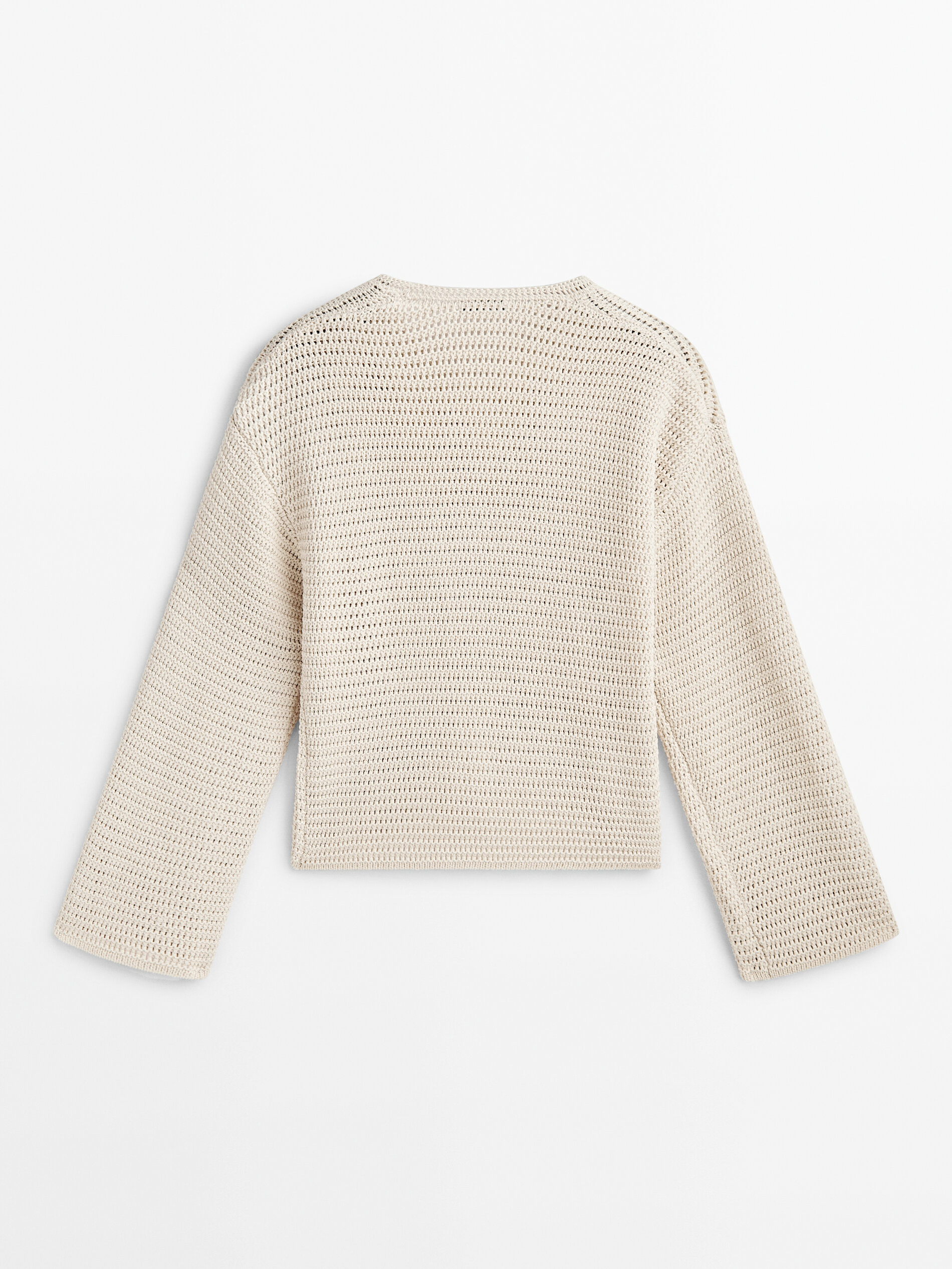 Jersey punto crochet cuello pico - CRUDO