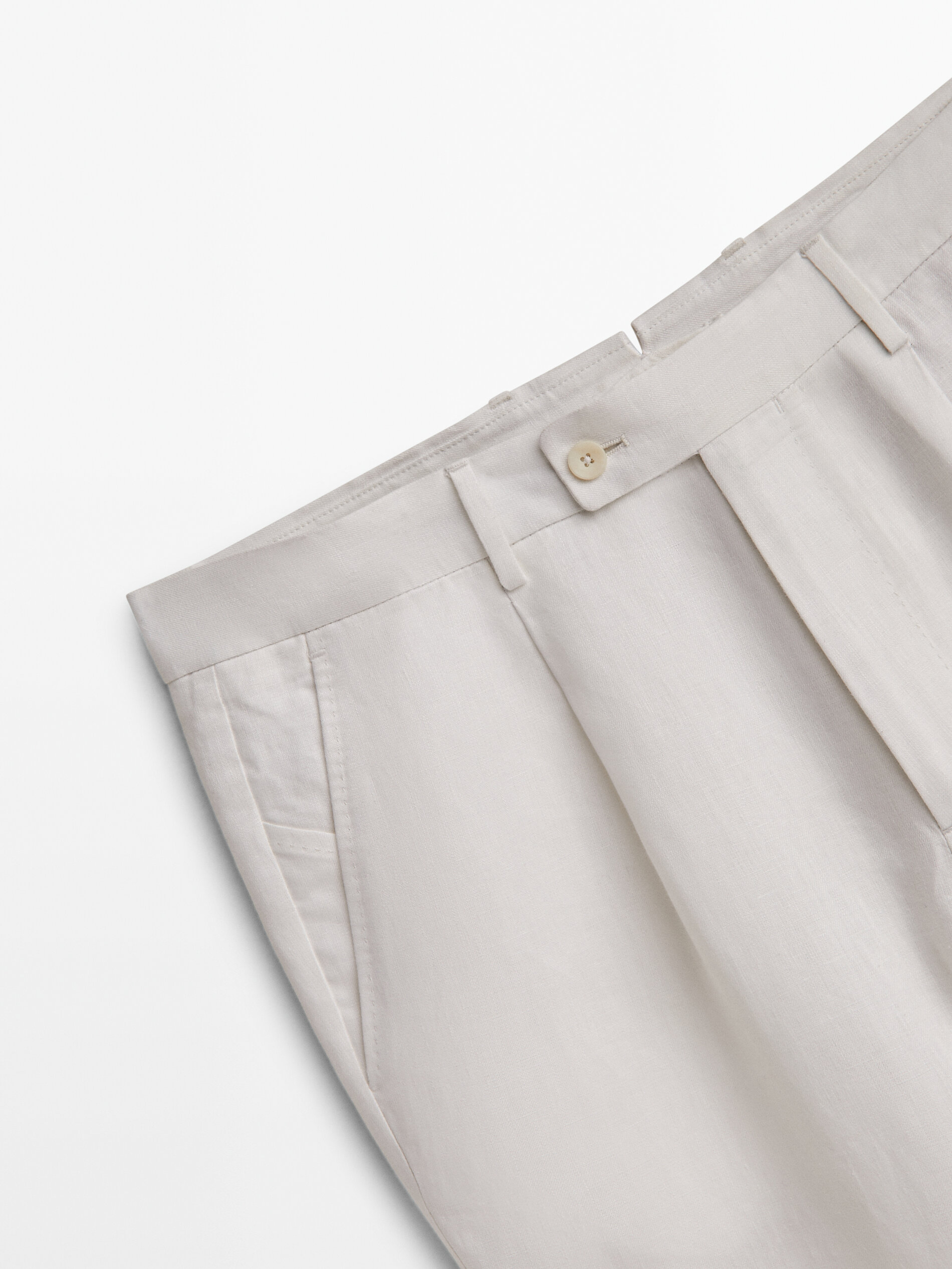 Pantalón lino pinzas relaxed fit Limited edition - BLANCO