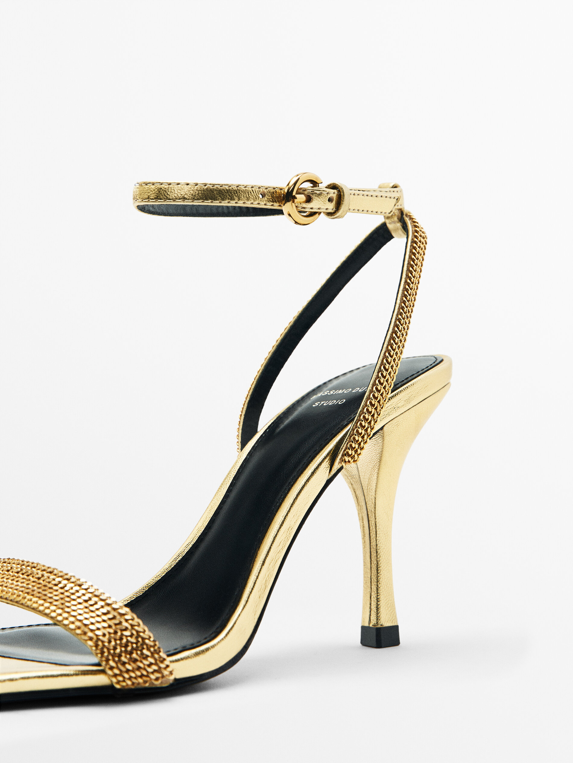Sandalia piel corte cadena -Studio - DORADO