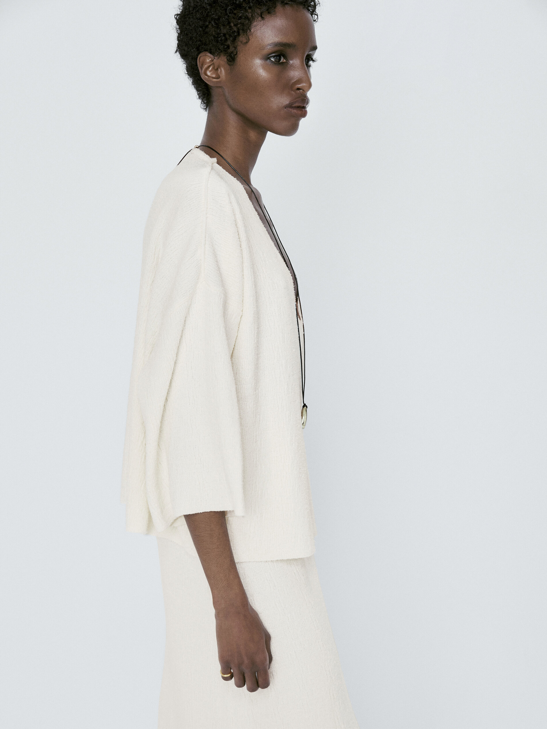 Jersey capa punto estructura cuello pico - CRUDO