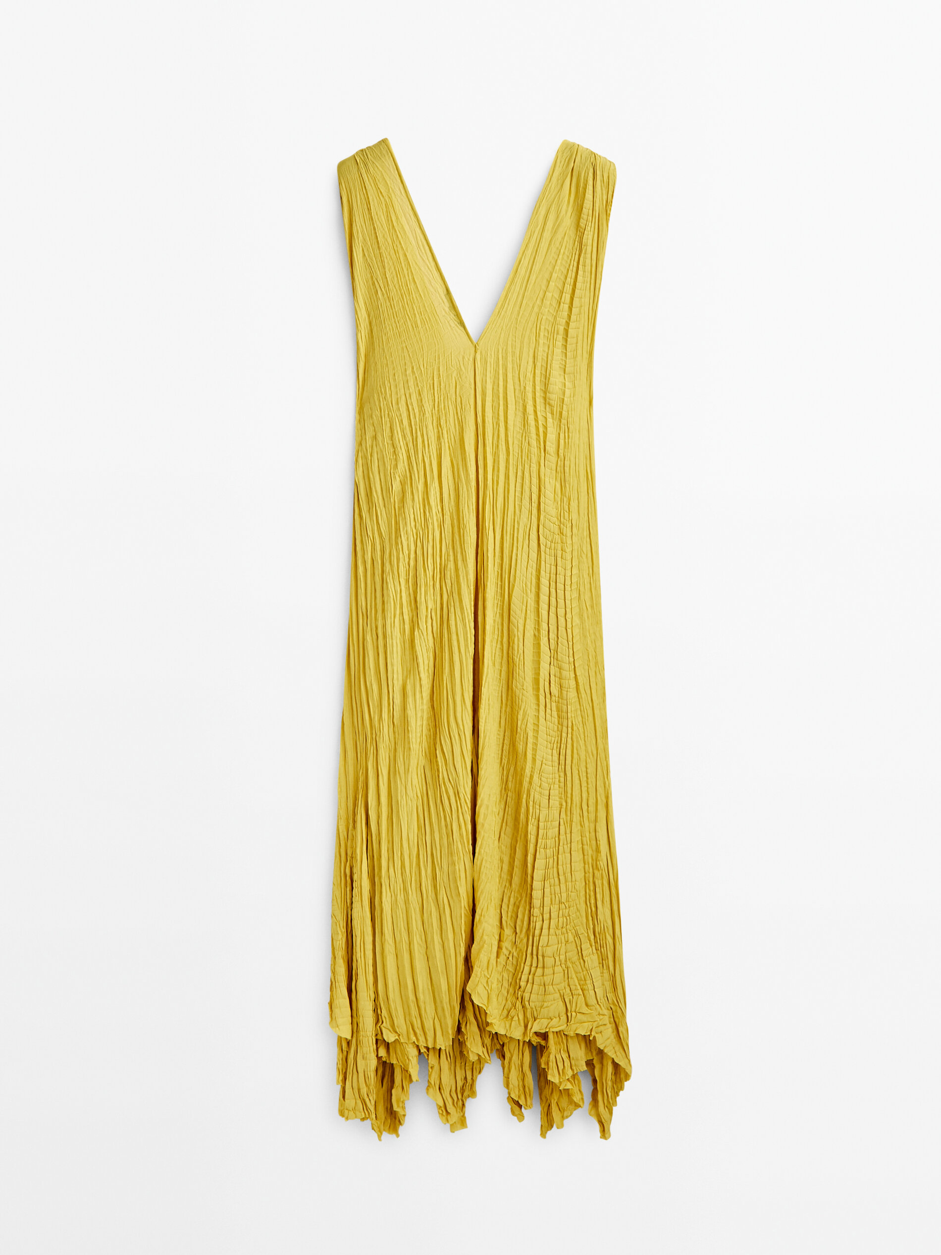 Vestido cruzado plisado - AMARILLO
