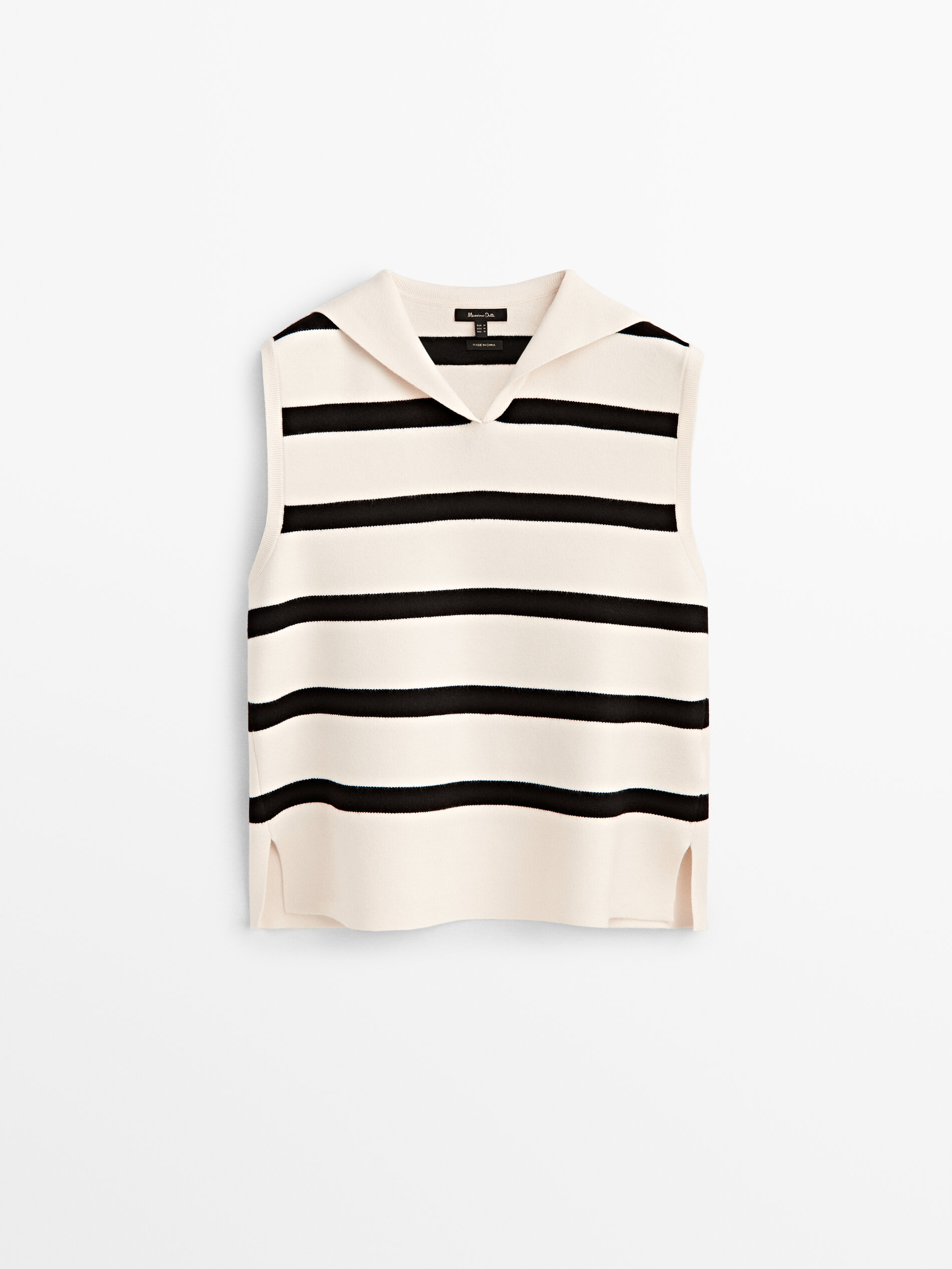 Chaleco punto rayas - CRUDO