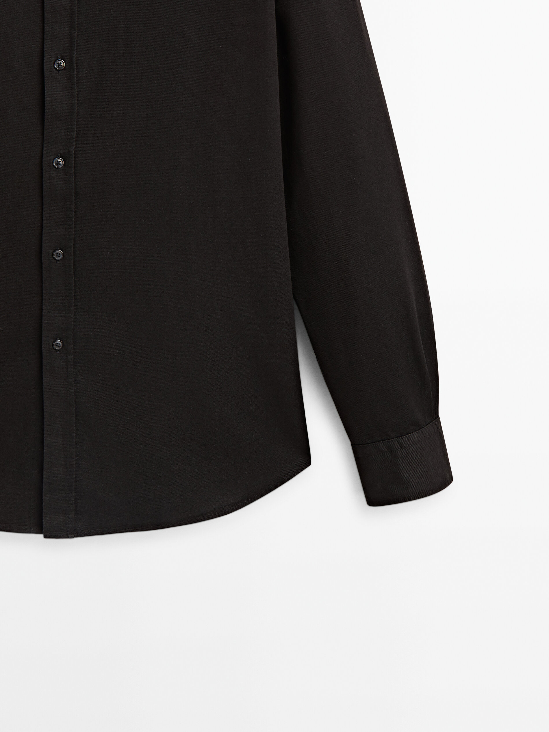 Camisa denim 100% algodón regular fit - NEGRO