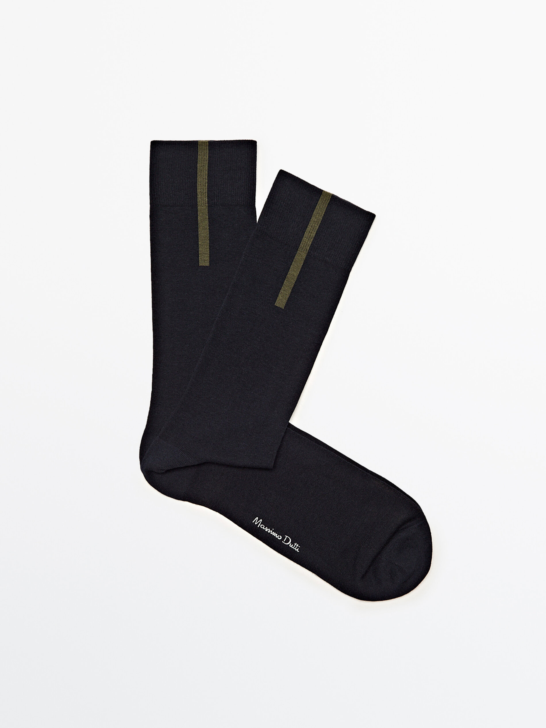 Calcetines largos raya contraste - AZUL MARINO