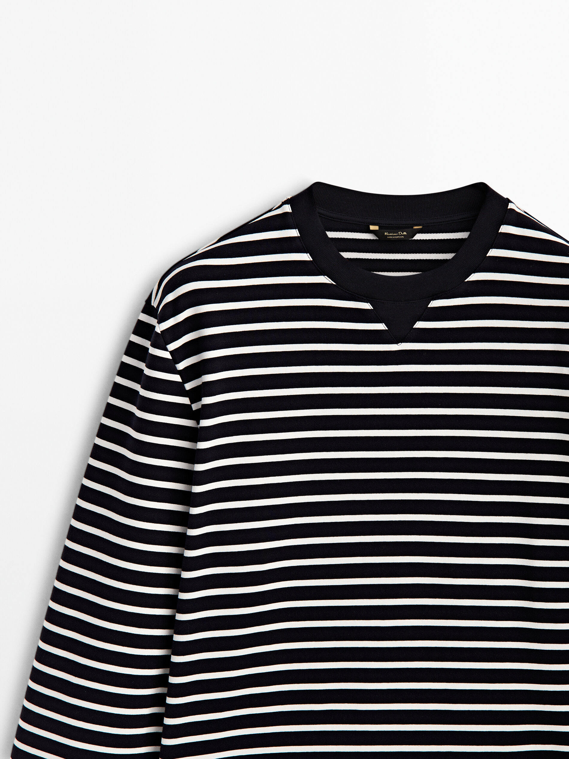 Sudadera rayas mezcla algodón - AZUL MARINO