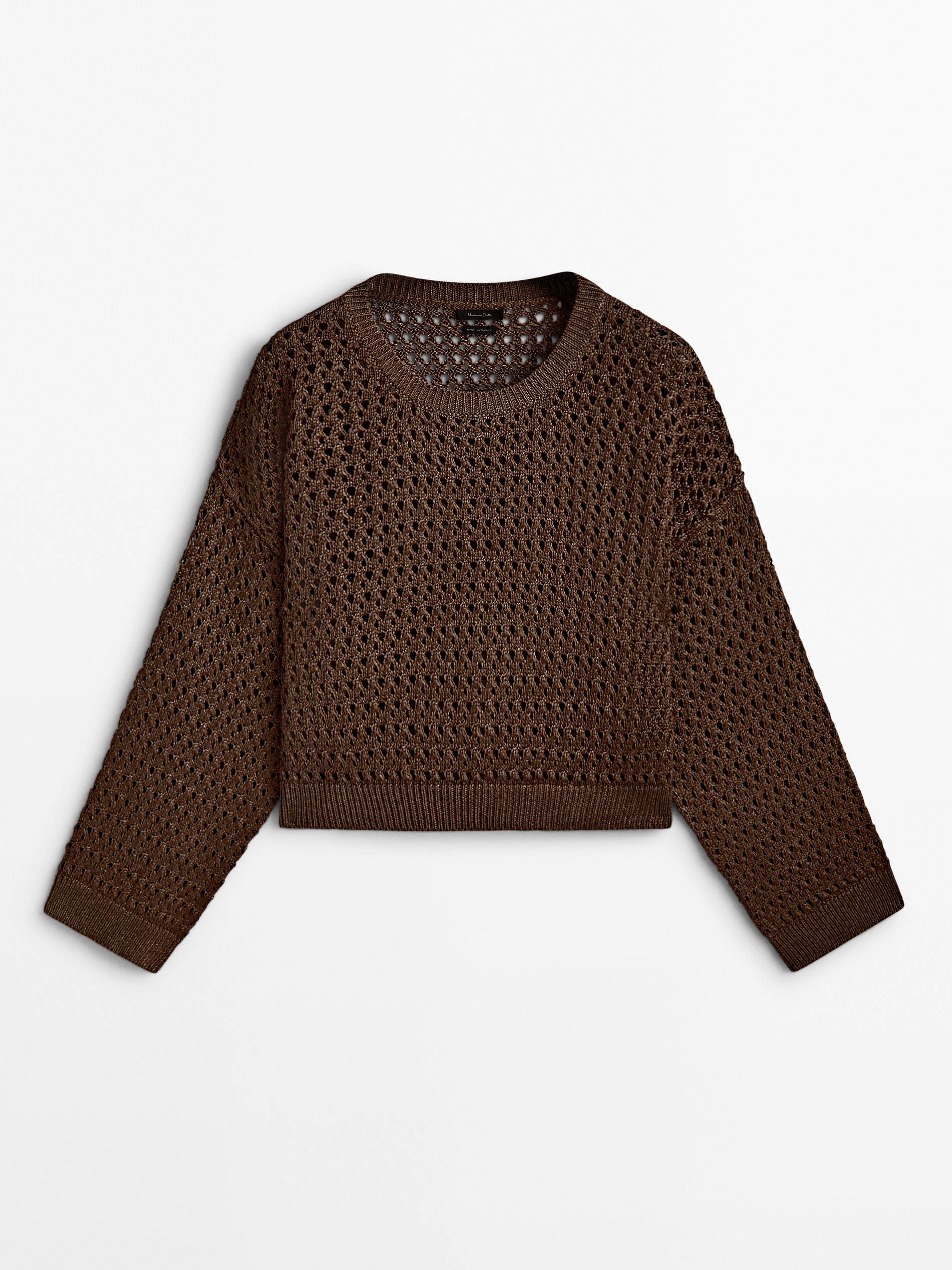 Jersey cropped punto crochet - MARRÓN