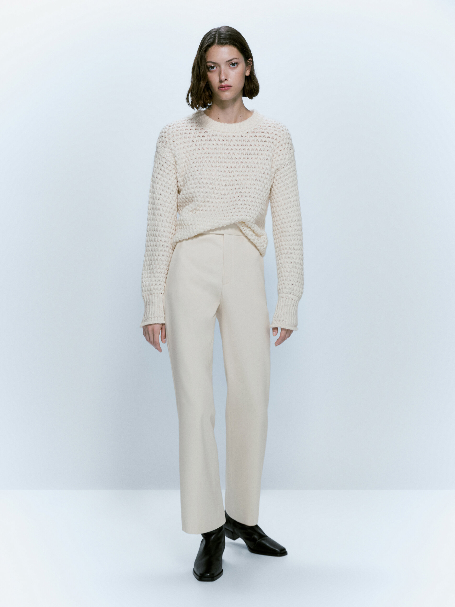 Jersey punto estructura cuello redondo - CRUDO