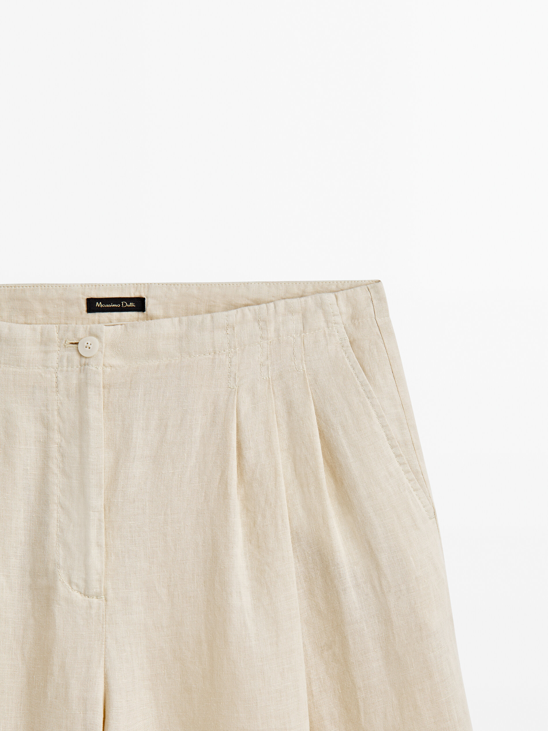 Pantalón conjunto 100% lino pinzas - Garbanzo