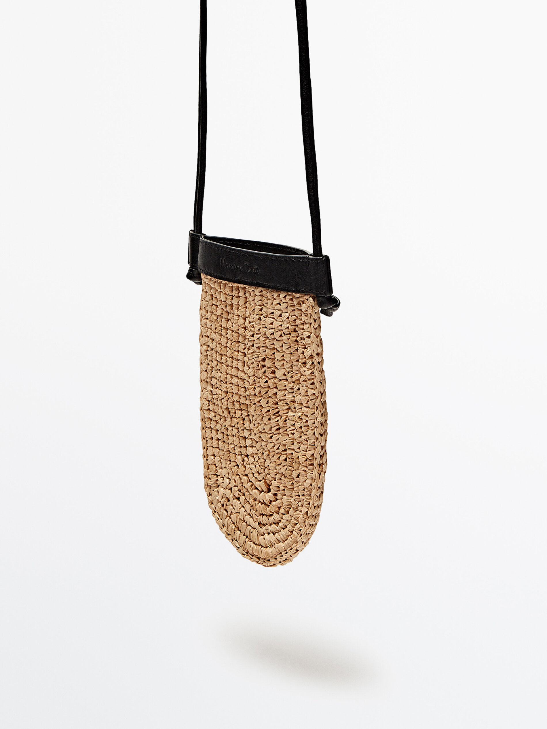 Funda móvil rafia asa piel - BEIGE