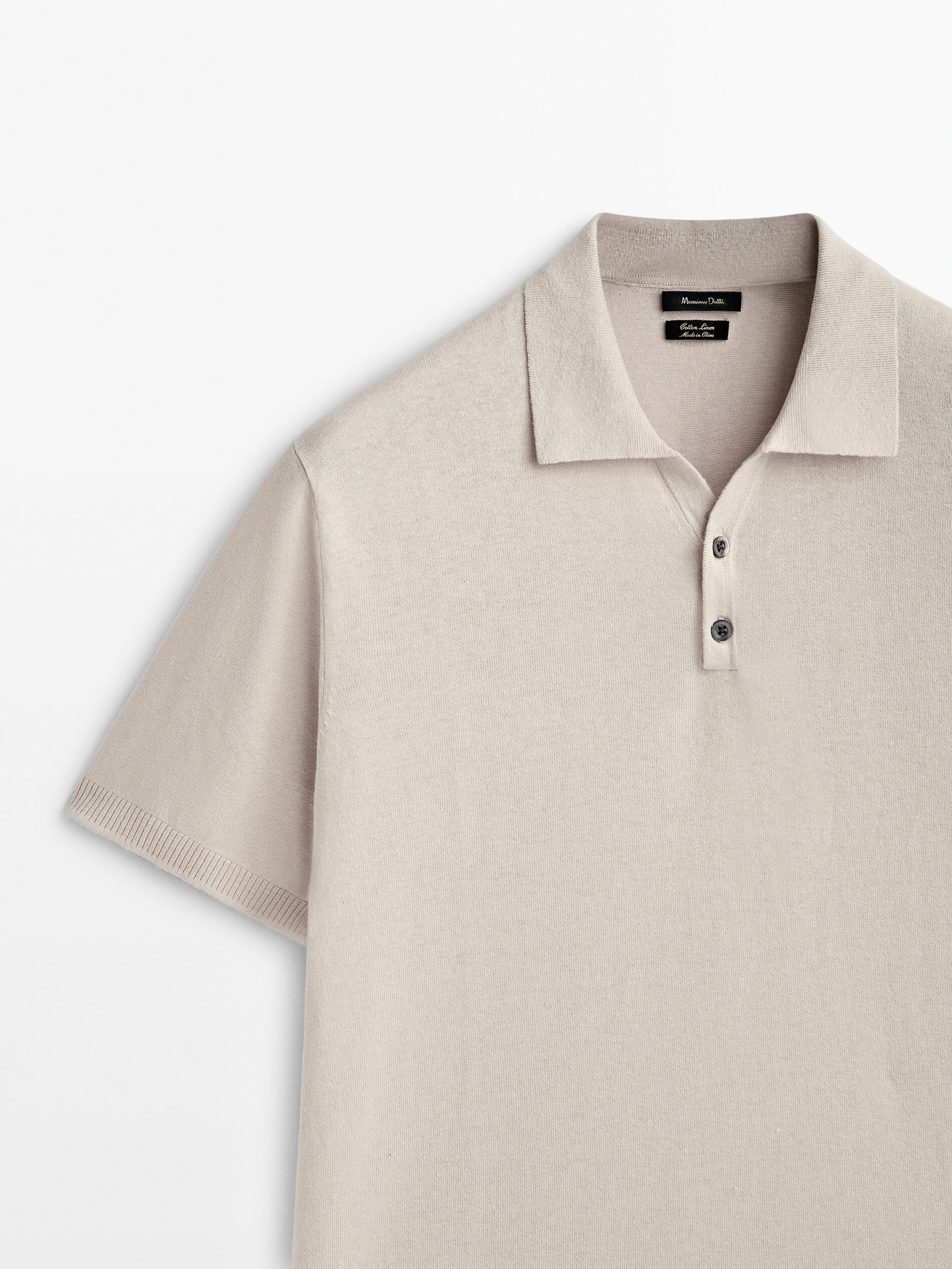 Jersey polo cuello pico botones - Beige
