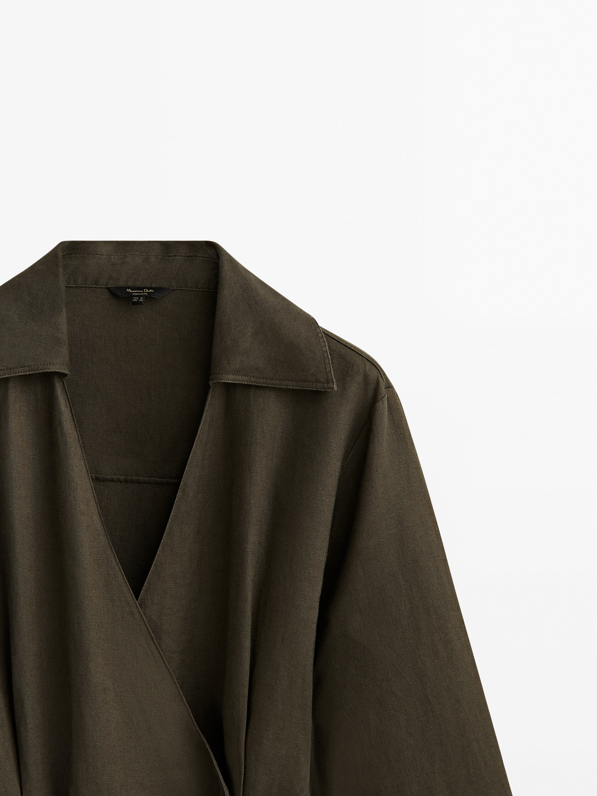 Vestido largo camisero lino - VERDE OSCURO