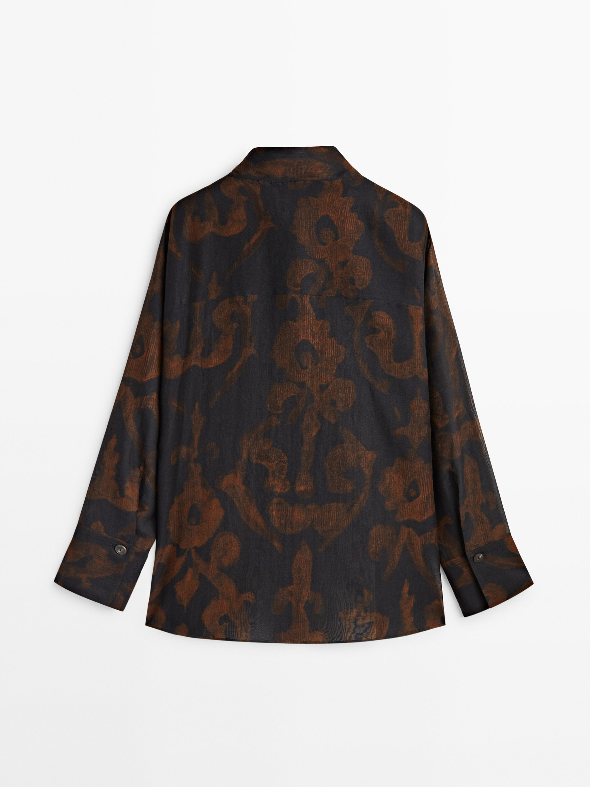 Camisa estampada mezcla algodón seda - AZULÓN