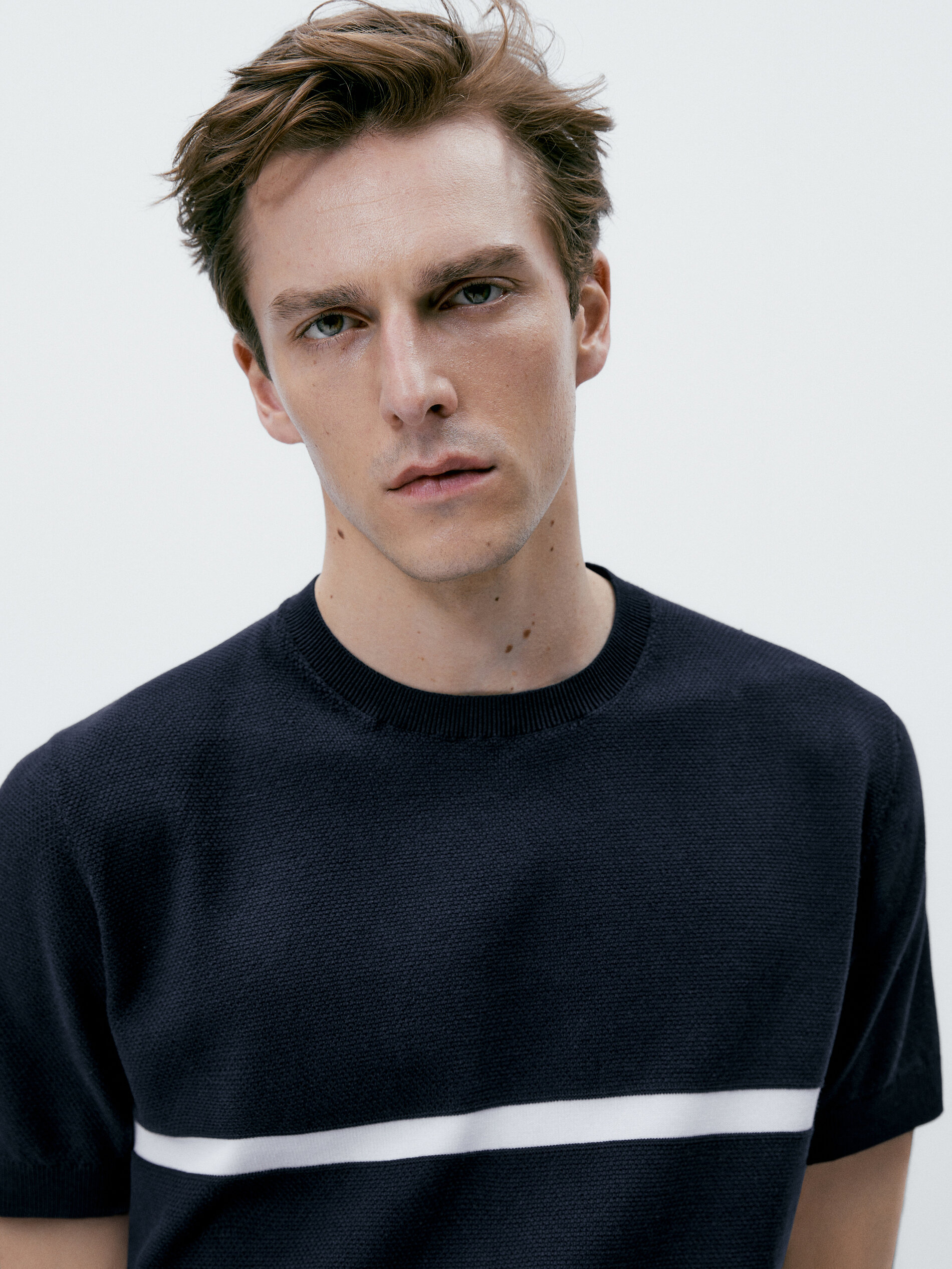 Jersey punto estructura rayas - AZUL MARINO