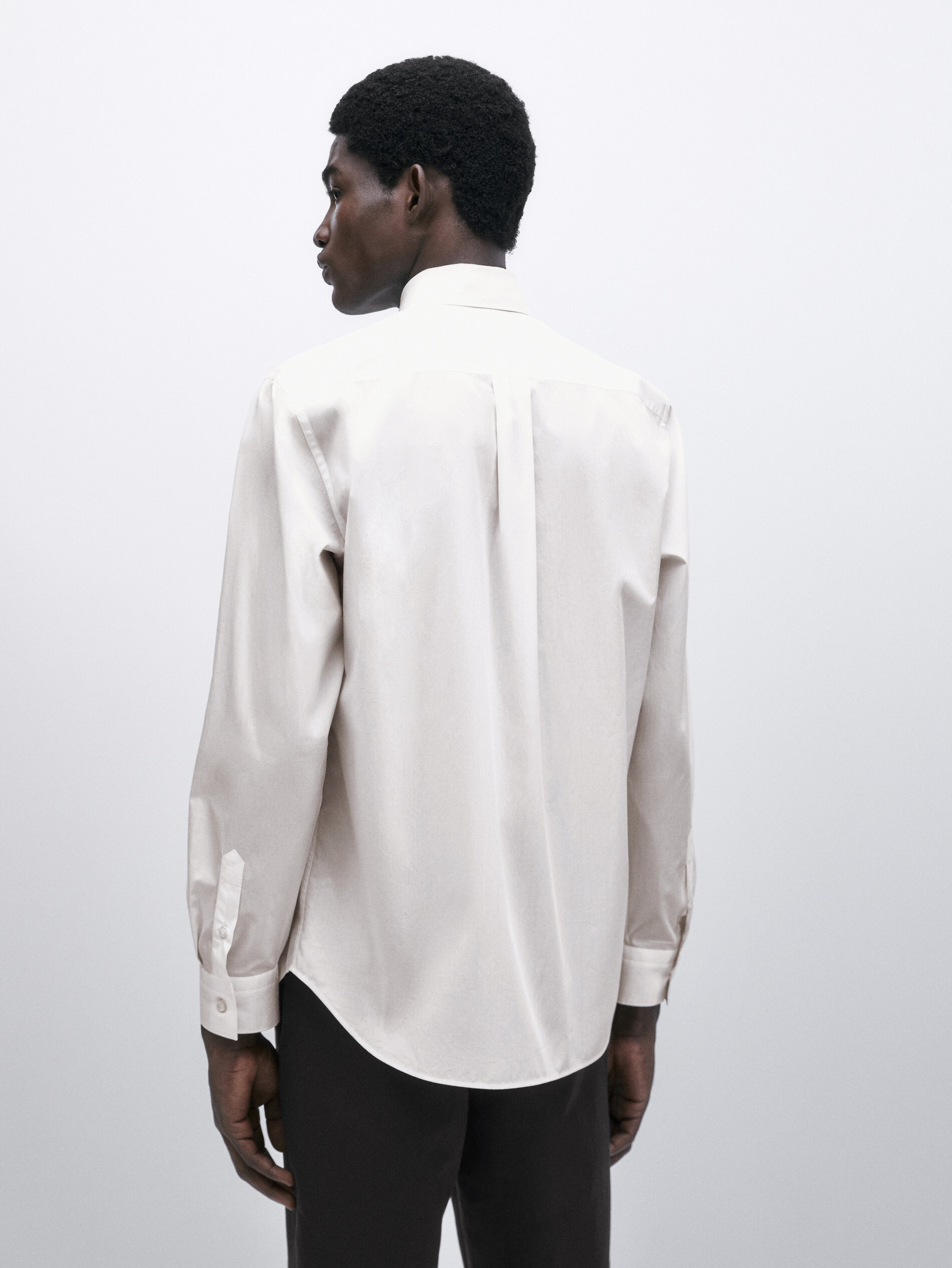 Camisa algodón relaxed fit bolsillo -Studio - BLANCO