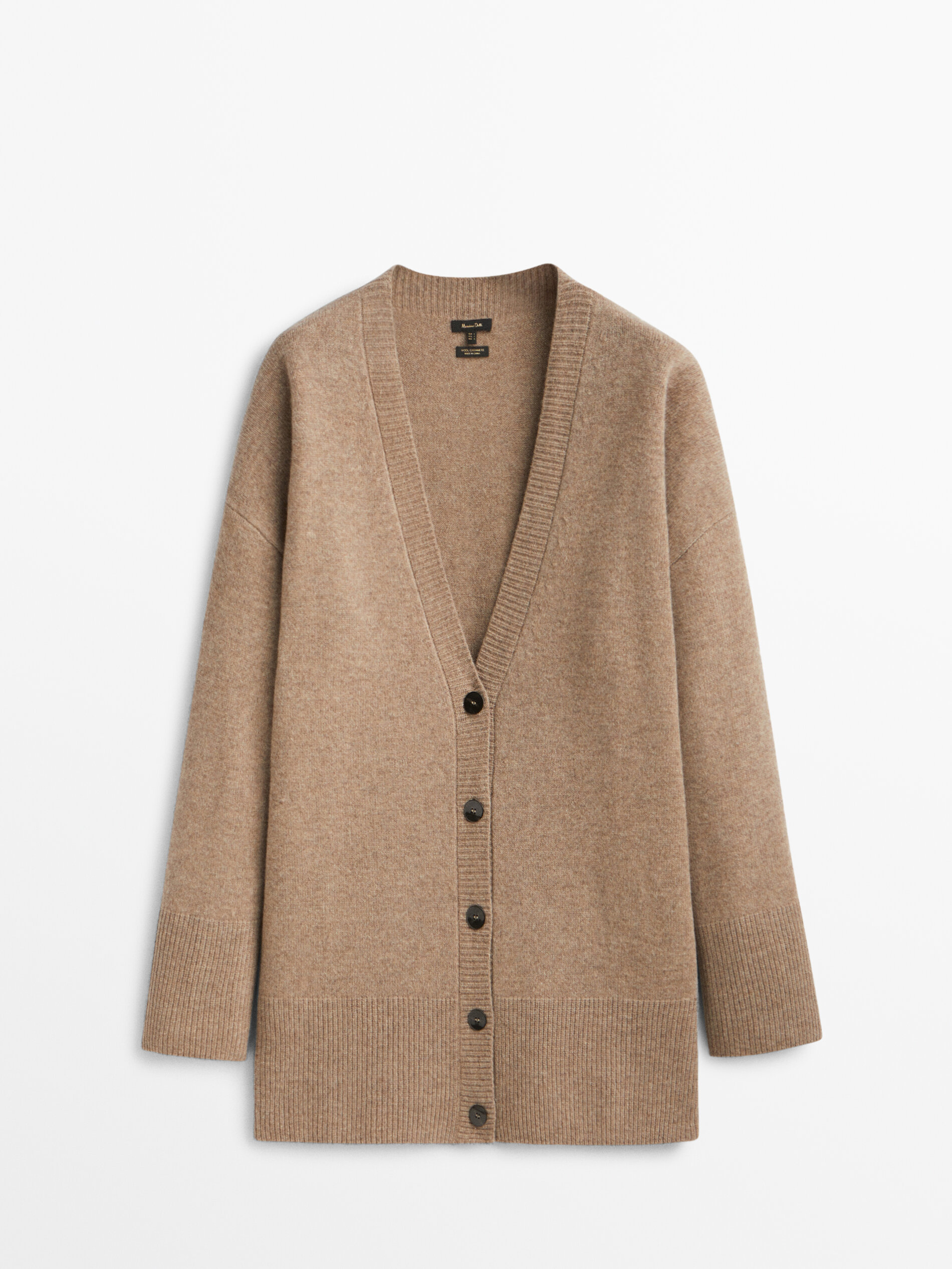 Cárdigan botones mezcla lana cashmere - CRUDO MEDIO