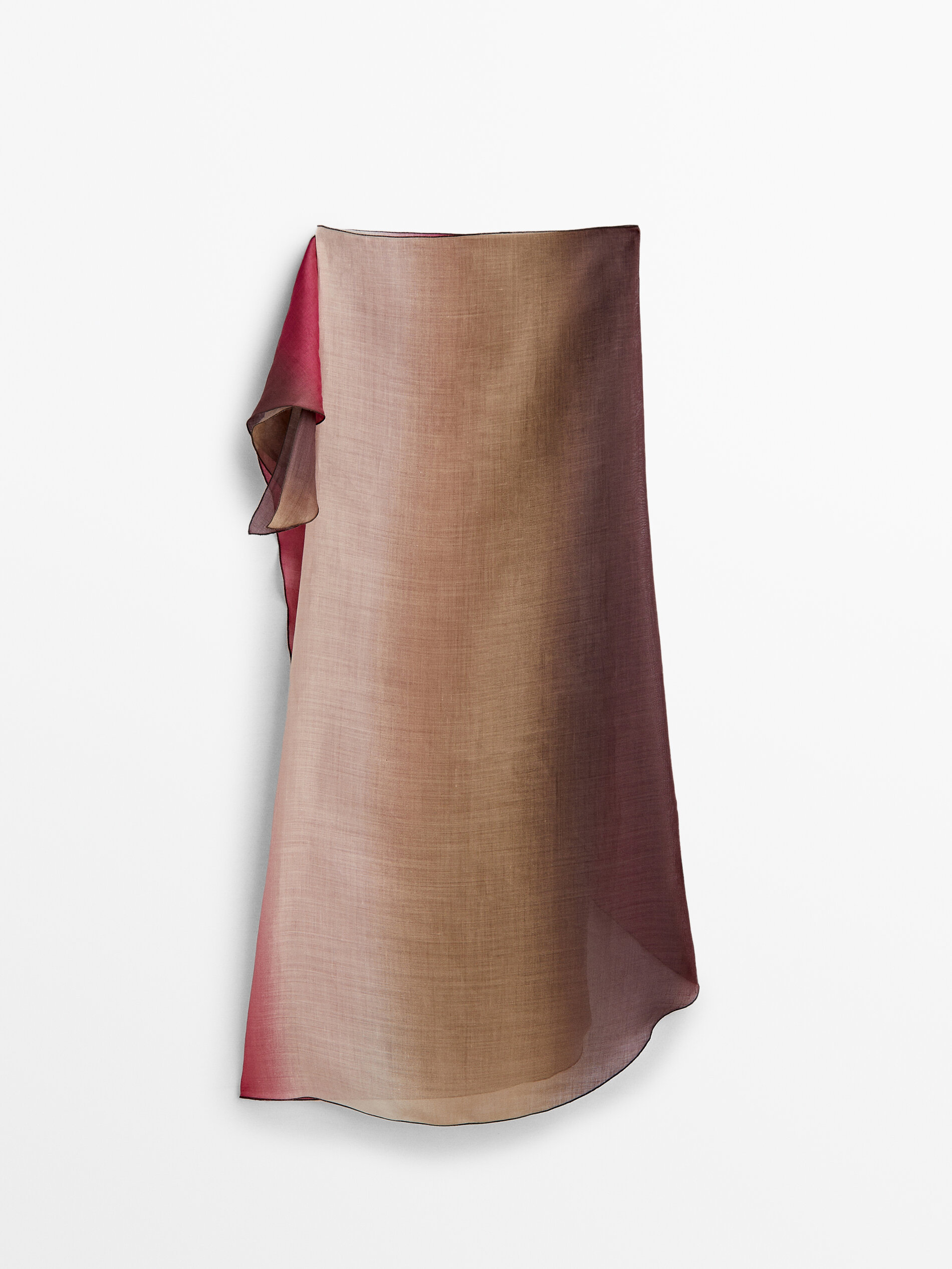 Pareo ramio degradado detalle nudo - FUCSIA