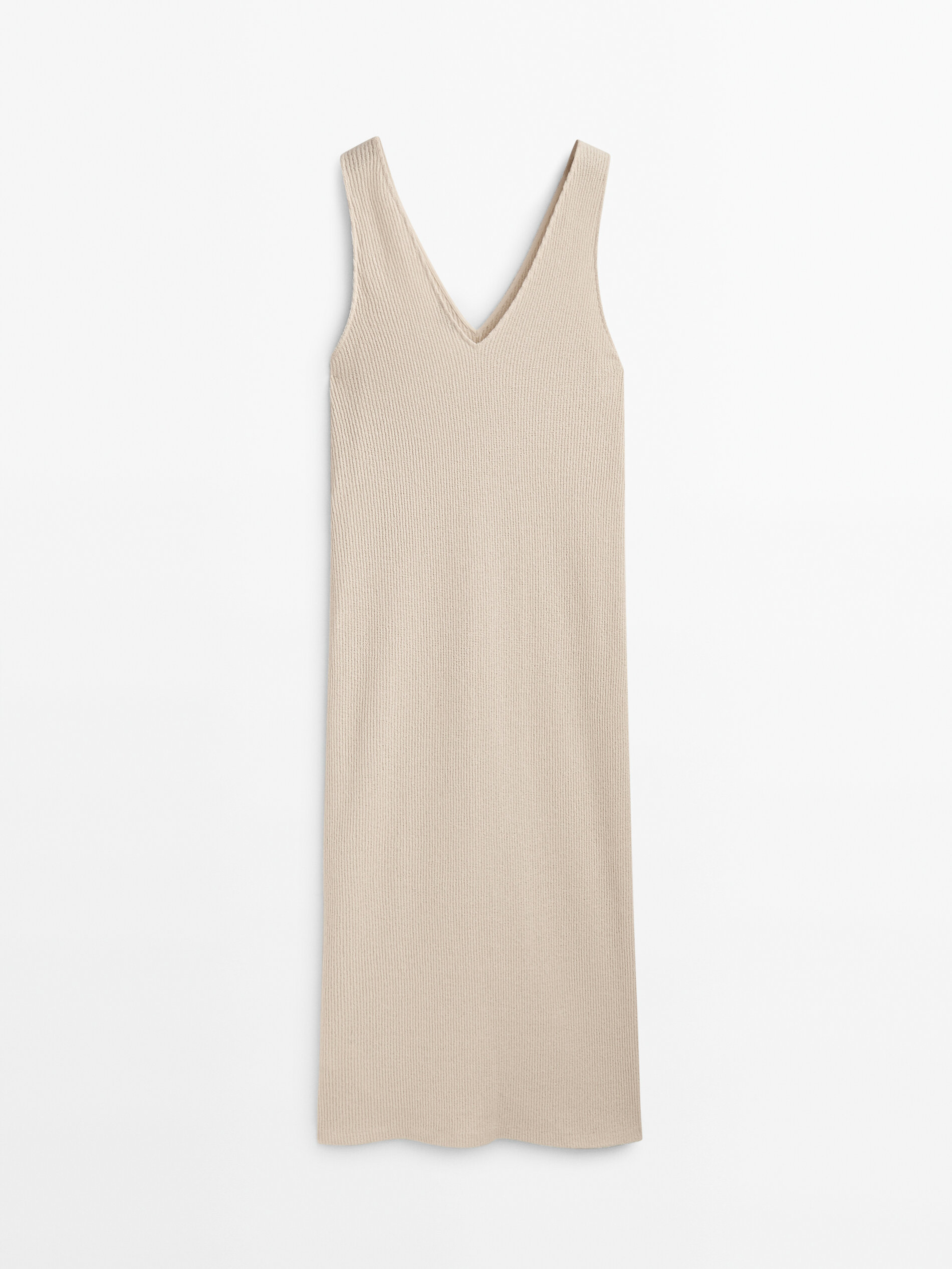 Vestido estructura escote pico abertura - CRUDO