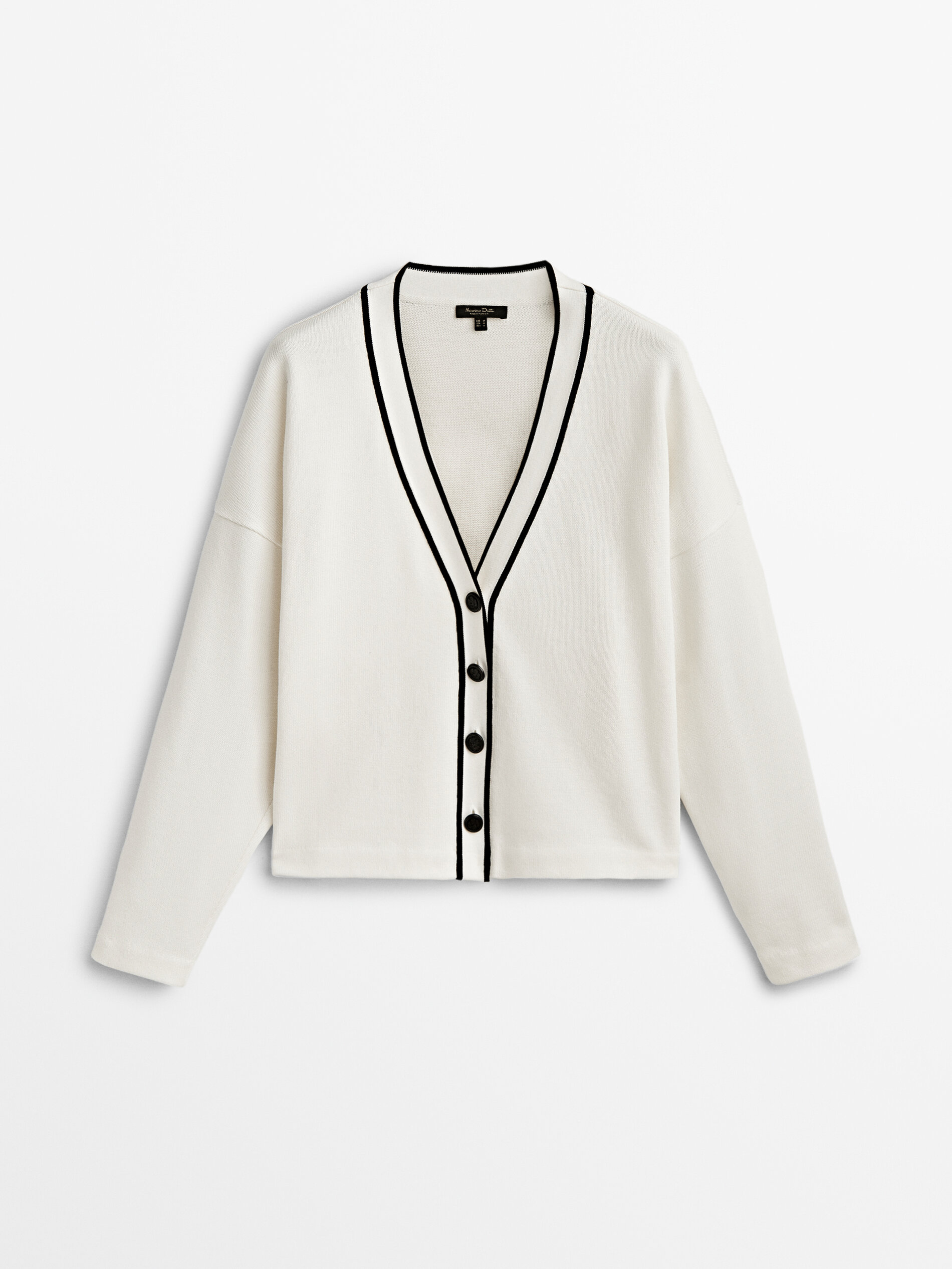 Cárdigan algodón contraste - CRUDO