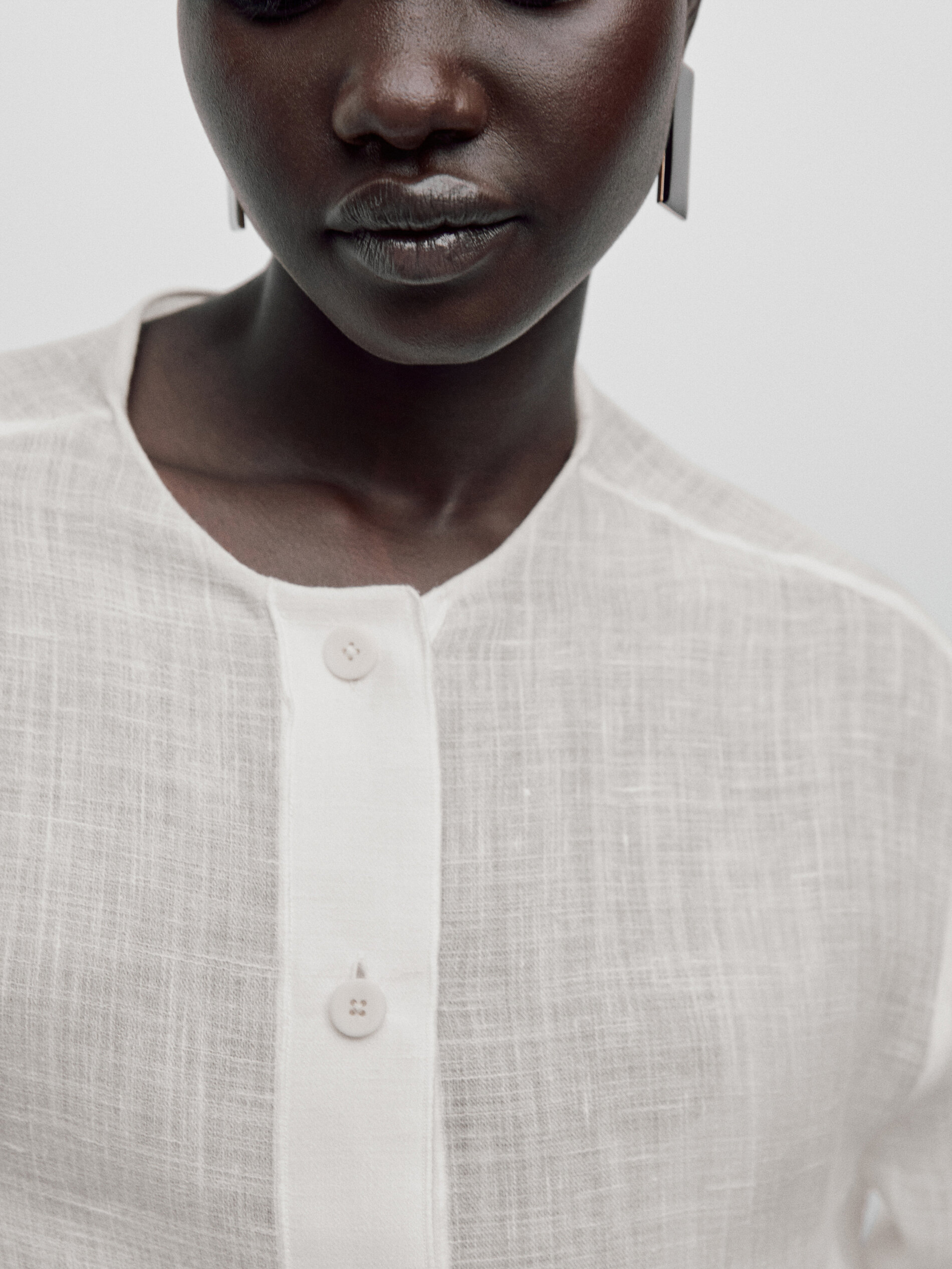 Camisa mezcla lino botones Limited Edition - BLANCO