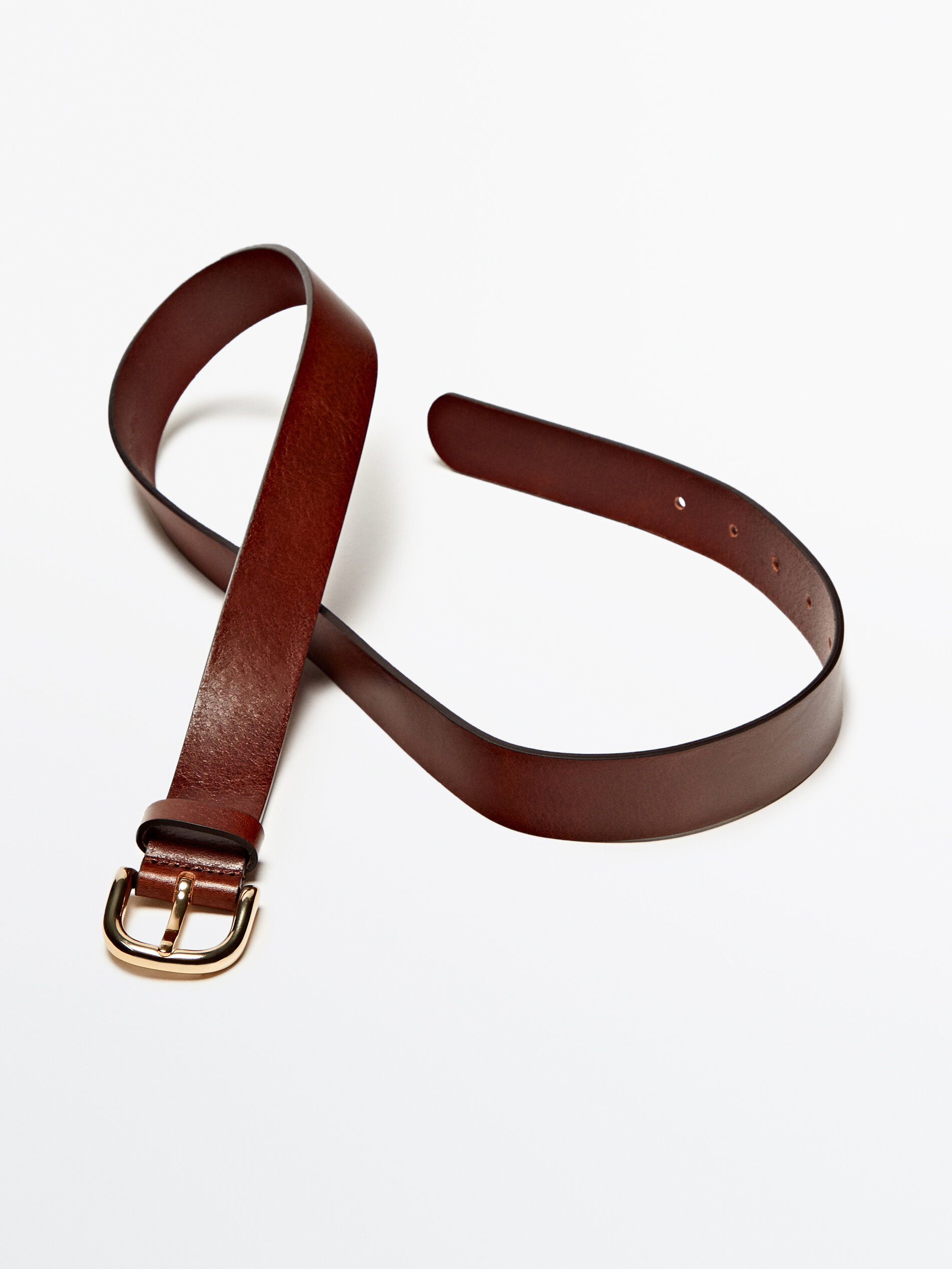 Cinturón piel hebilla dorada - CUERO