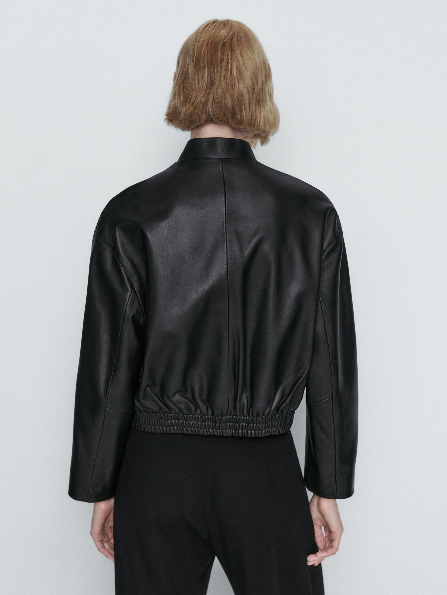 Chaqueta bomber piel napa botones - NEGRO