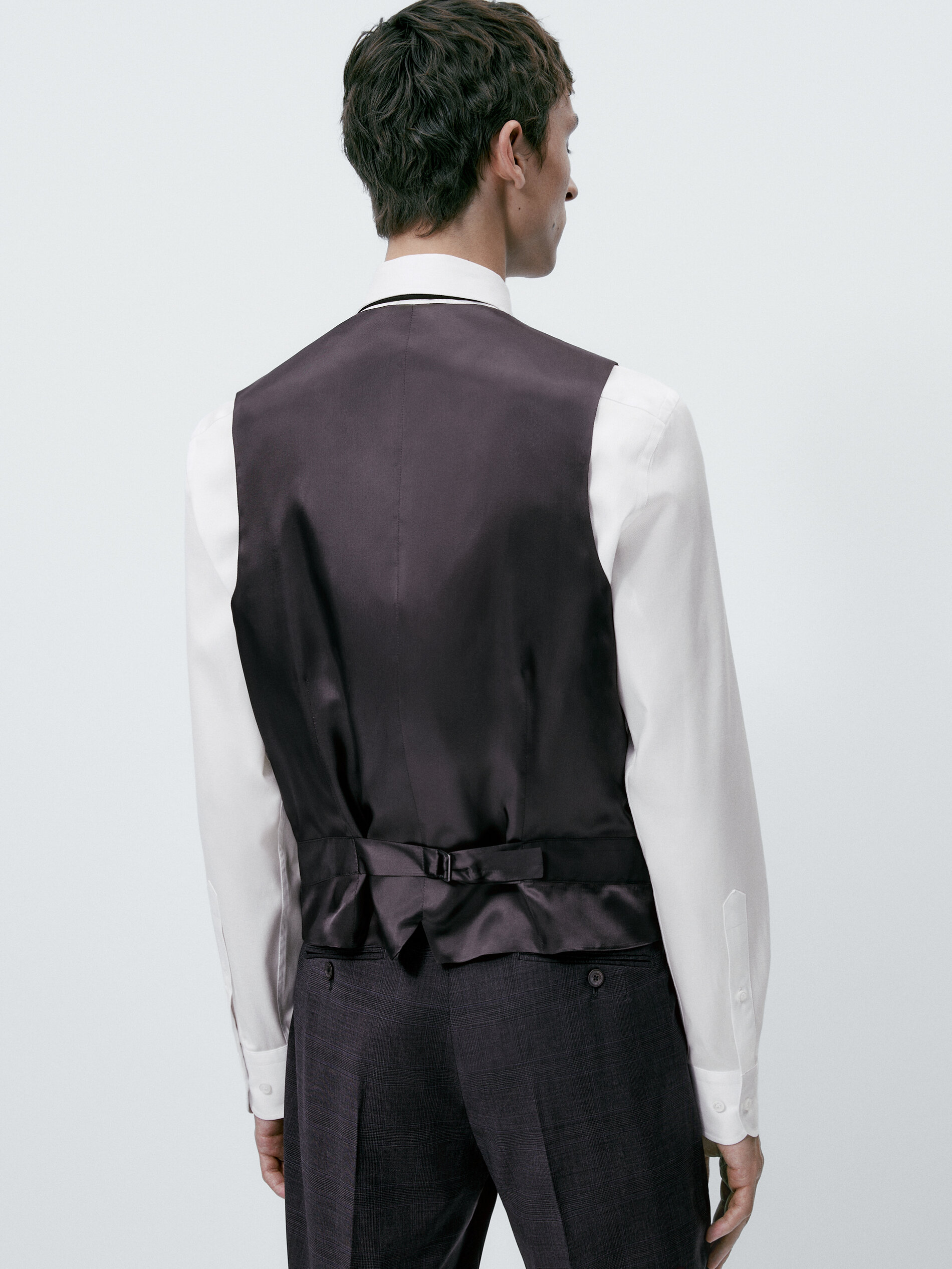 Chaleco traje lana super 120's cuadros - GRIS