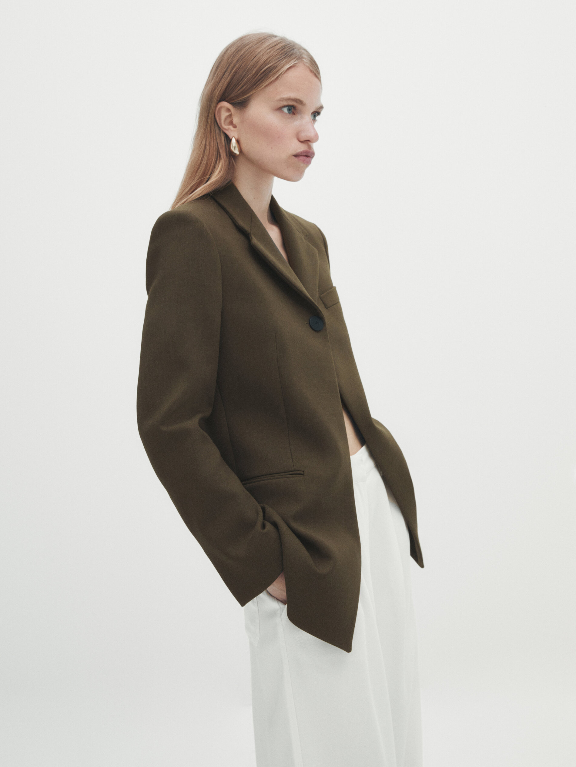 Americana traje botón alto - KAKI