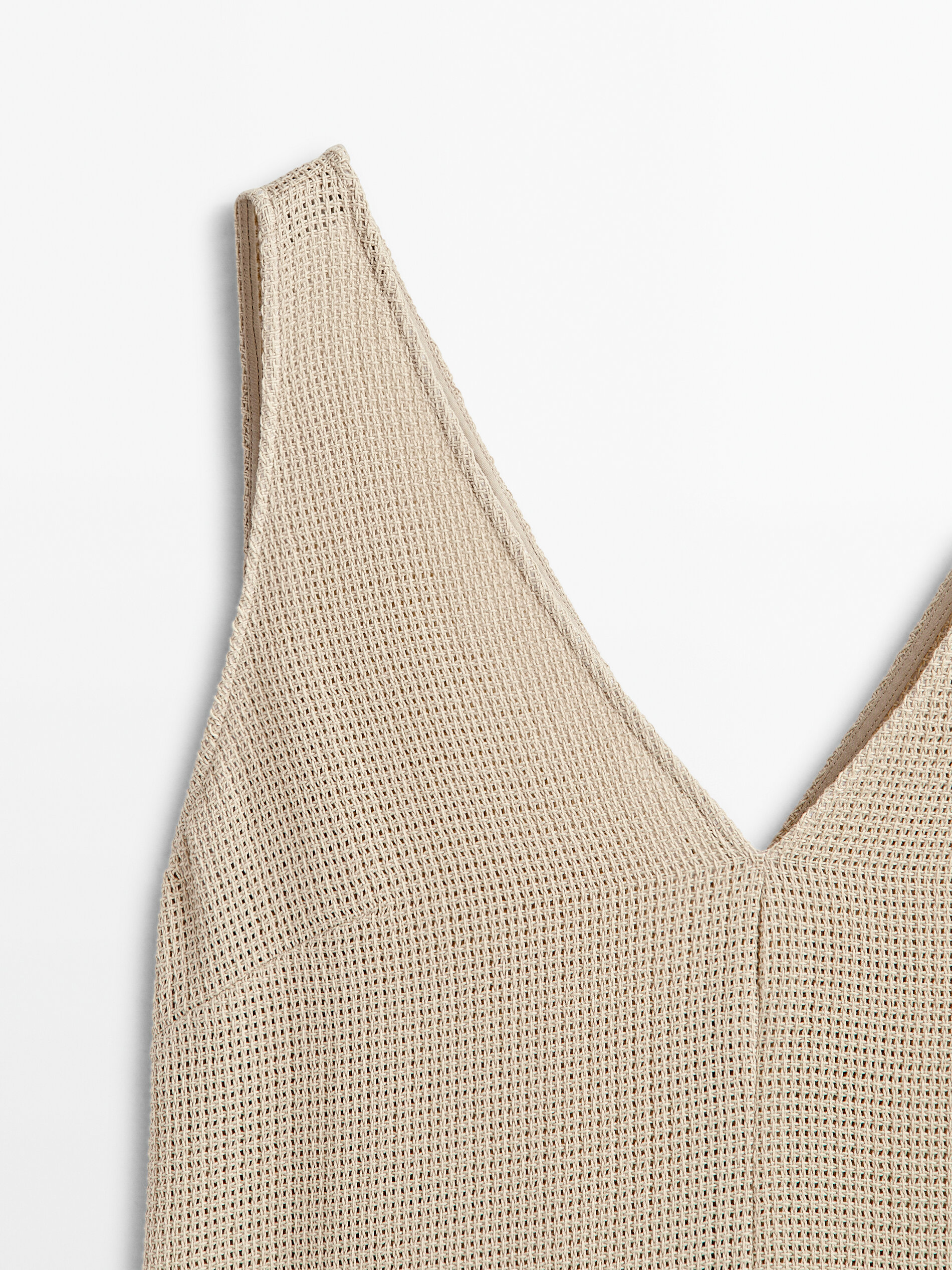 Vestido midi estructura rústica - BEIGE