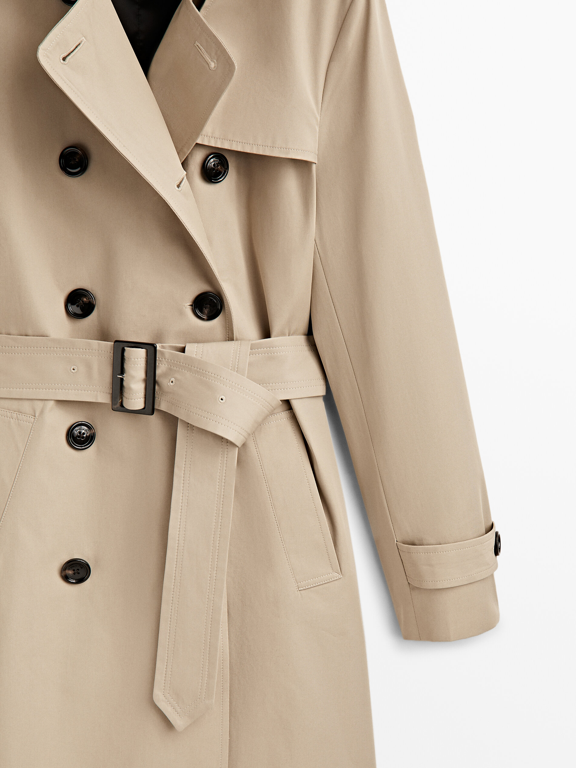 Gabardina con cinturón - BEIGE