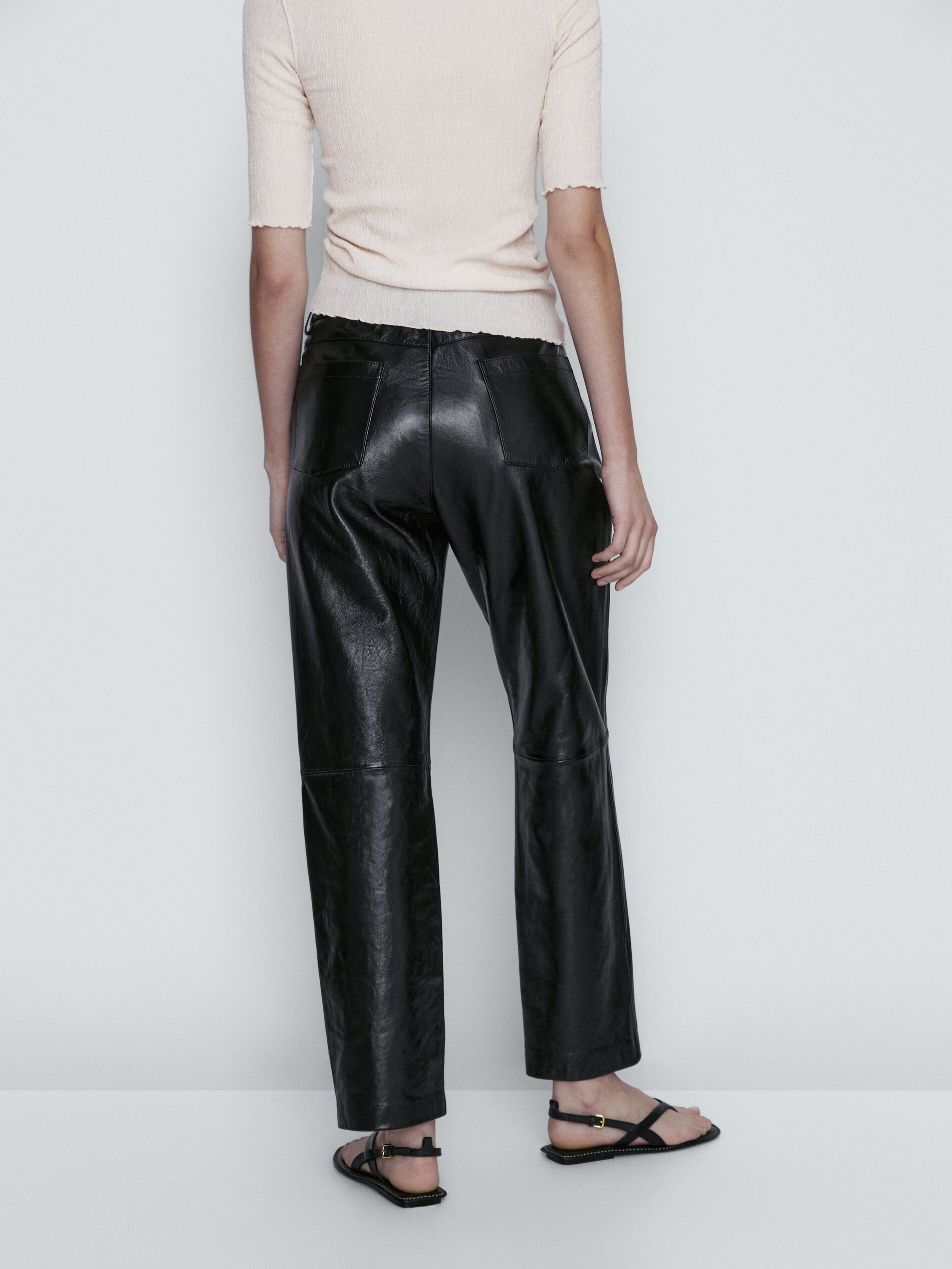 Pantalón negro piel napa - NEGRO