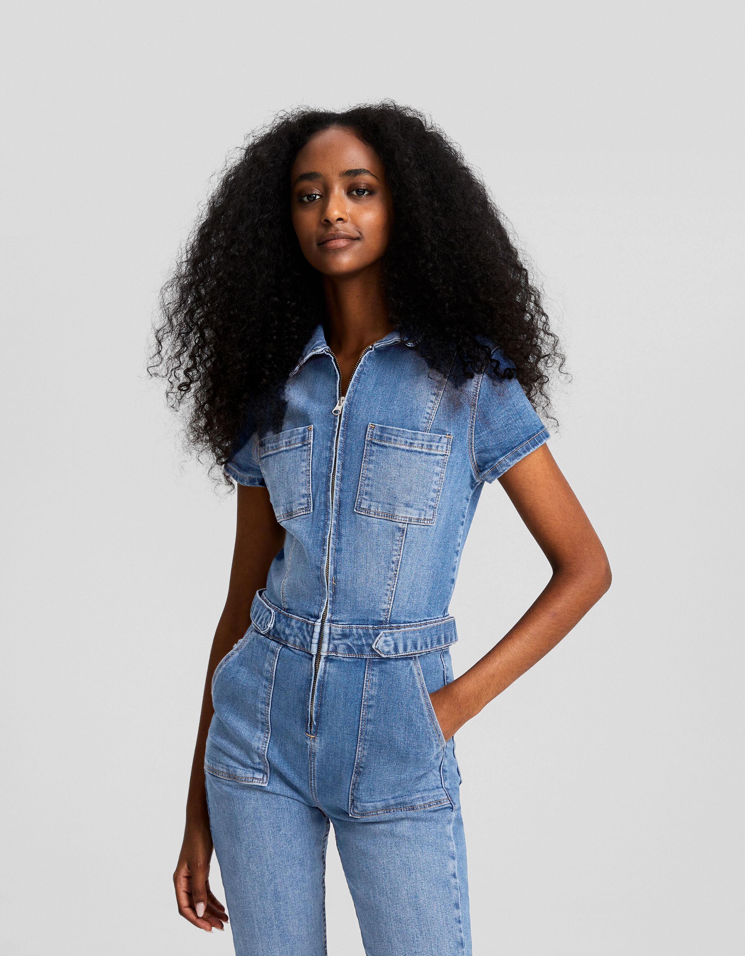 Mono denim largo manga corta