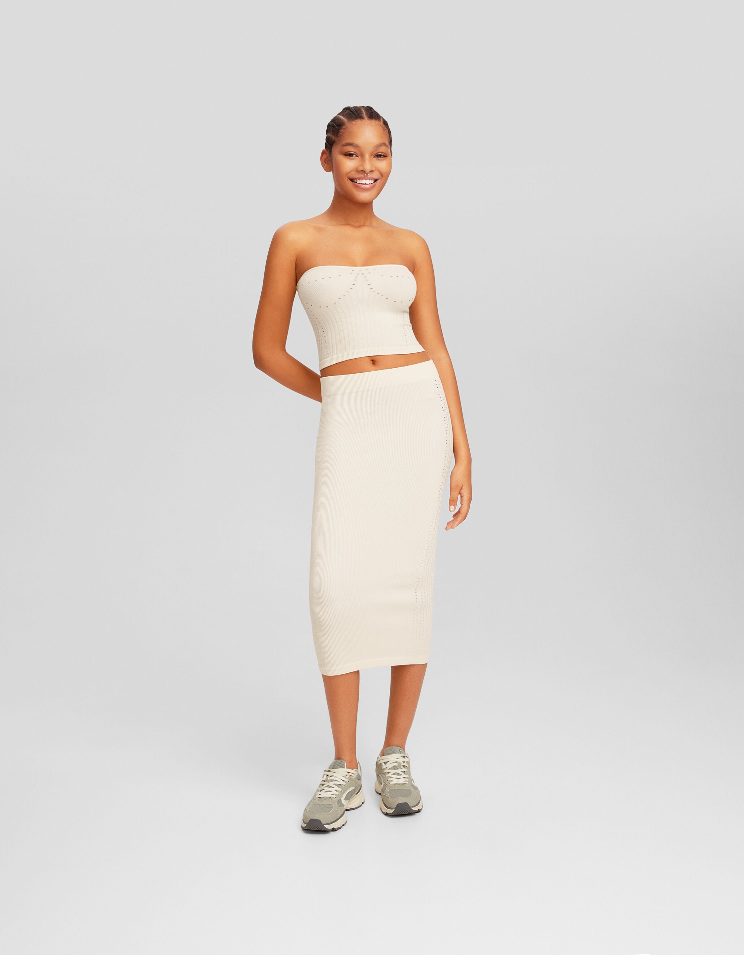 Falda midi seamless efecto lavado