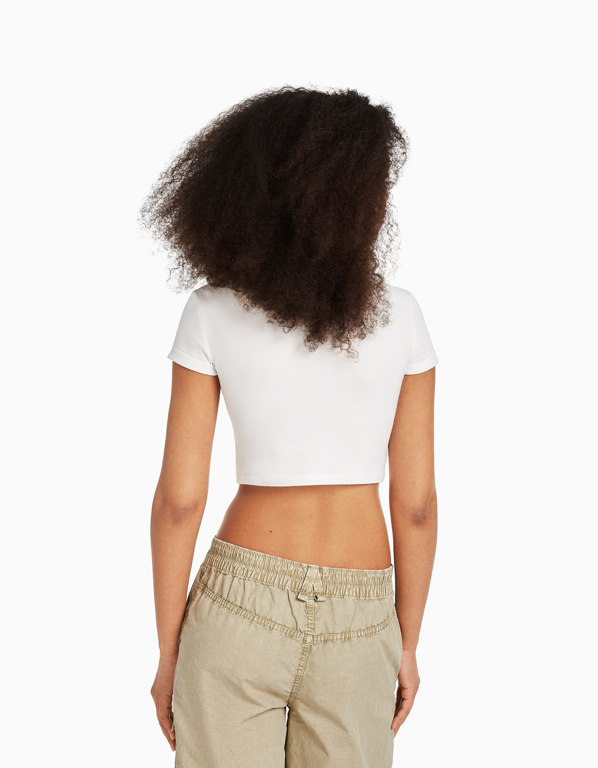 Camiseta manga corta cropped print