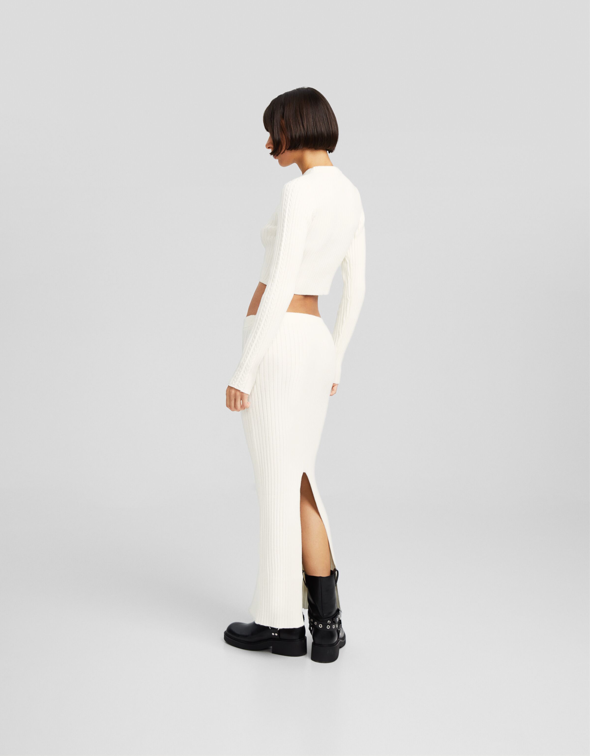 Jersey cuello subido trenzas rib