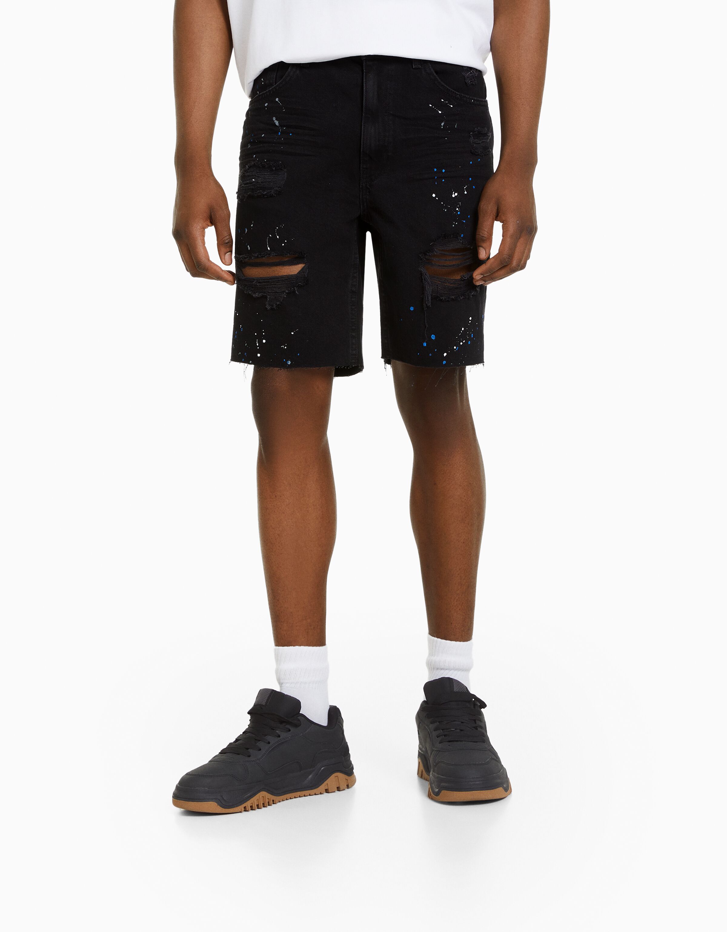 Bermuda denim rotos pintura