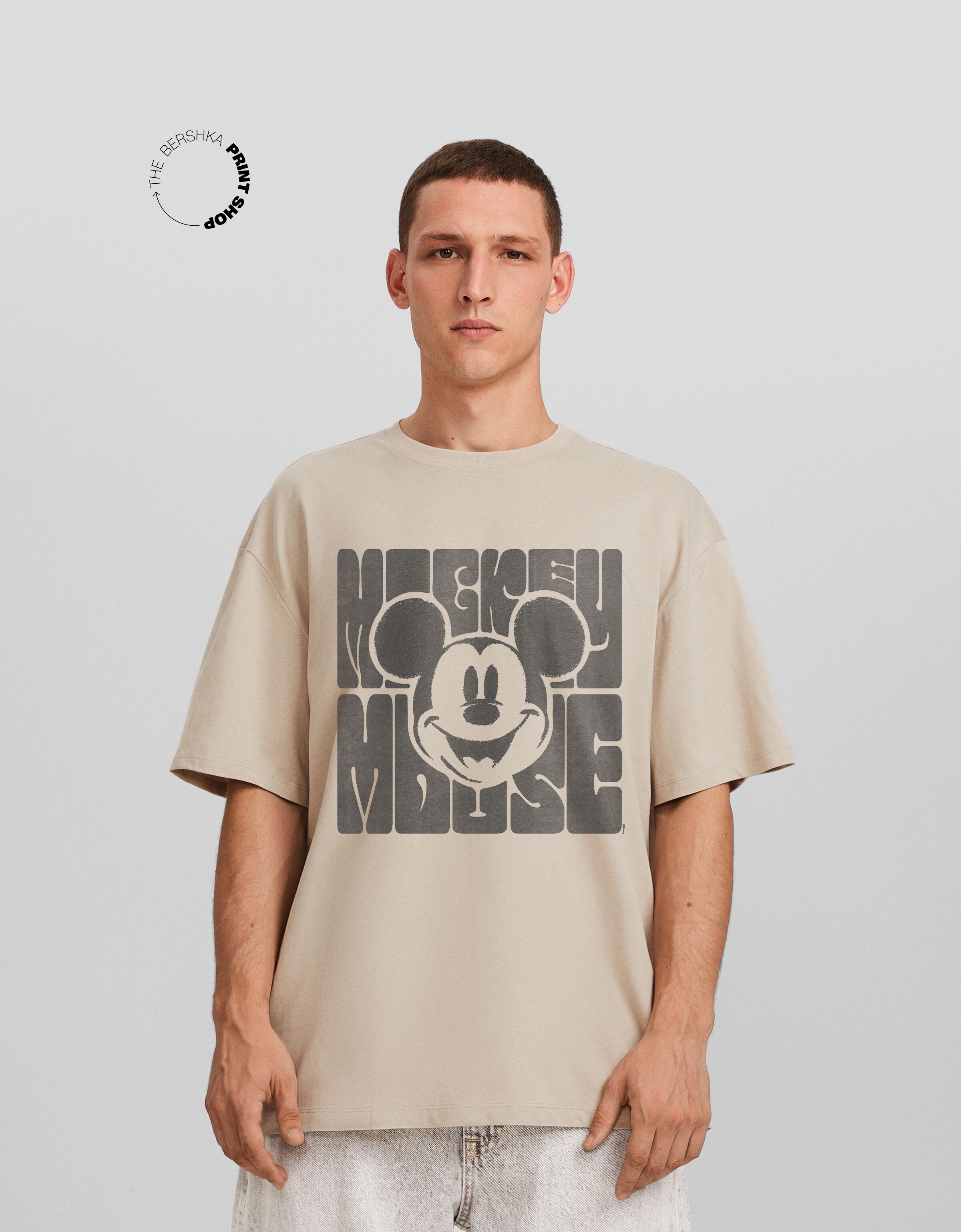 Camiseta Mickey manga corta boxy fit print