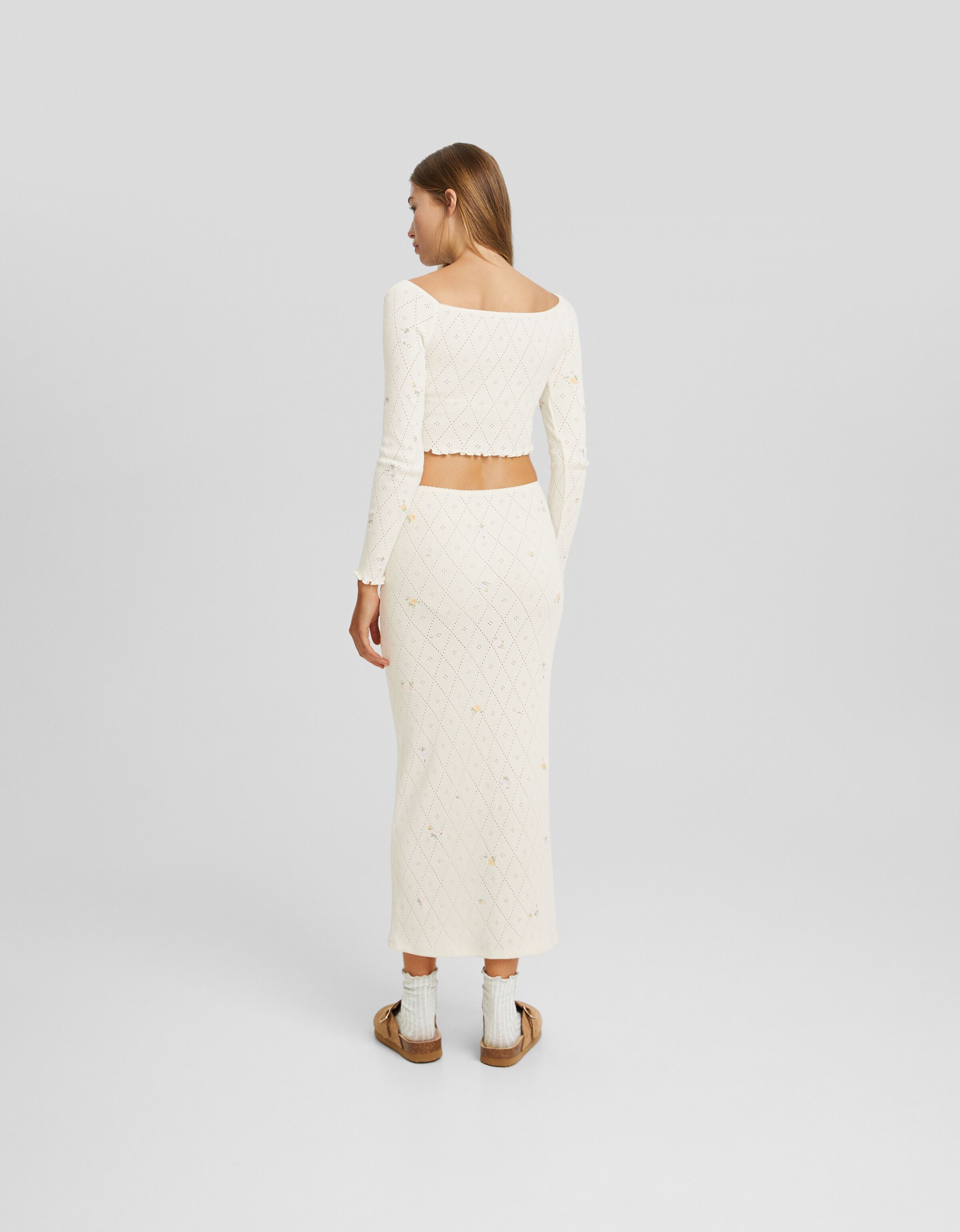 Jersey punto pointelle bordado