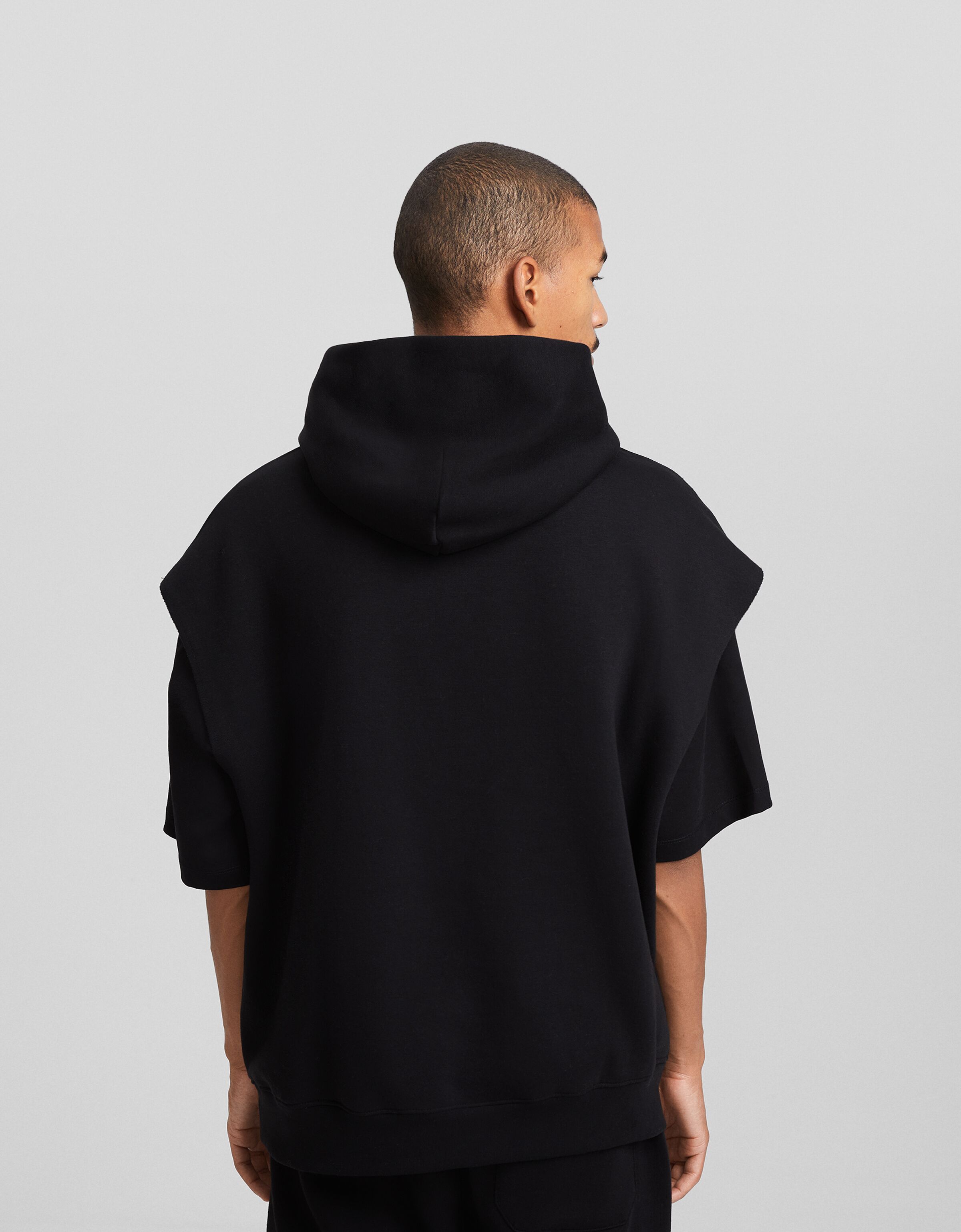 Chaleco capucha felpa boxy fit