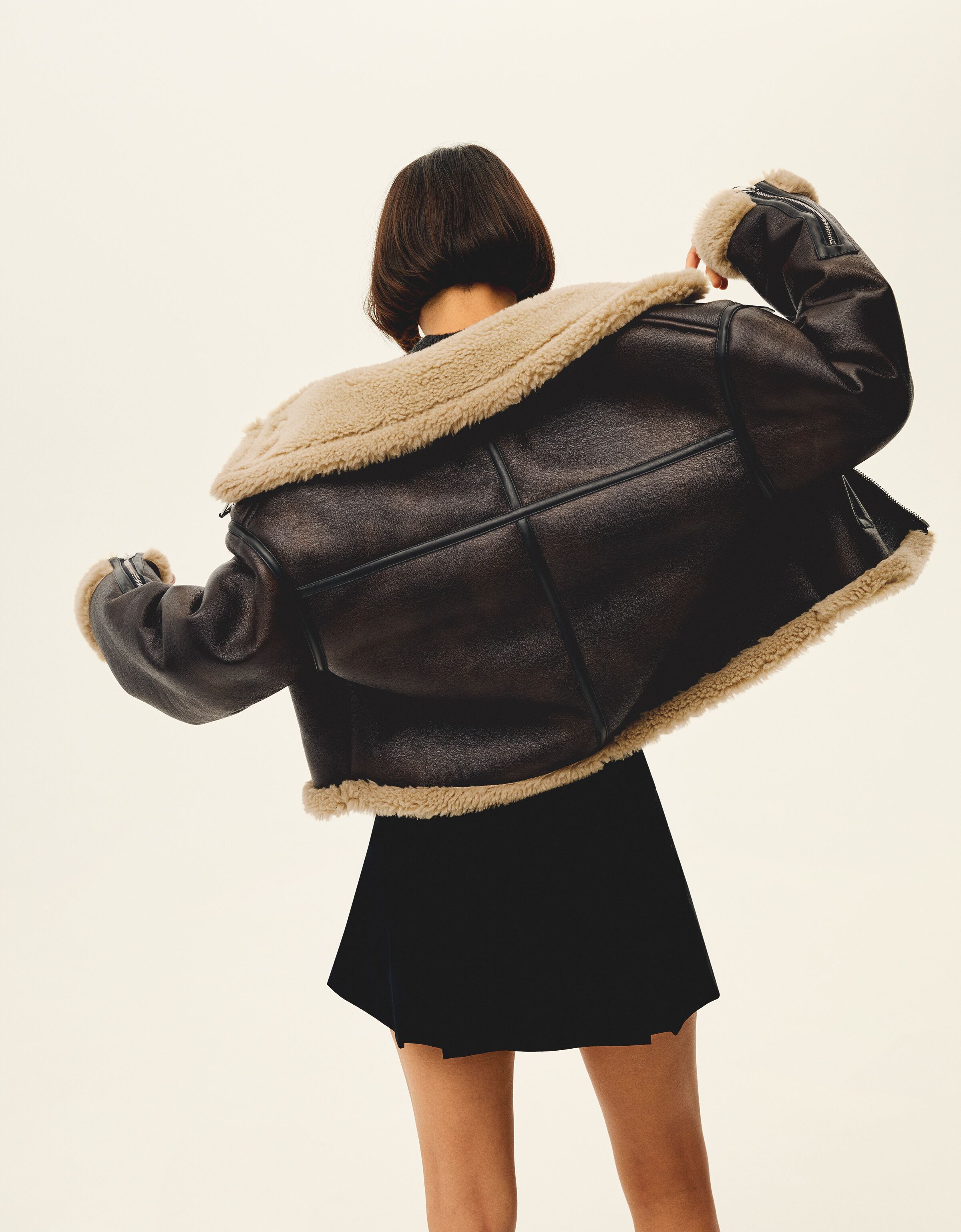 Cazadora trucker doble faz efecto piel desgastada