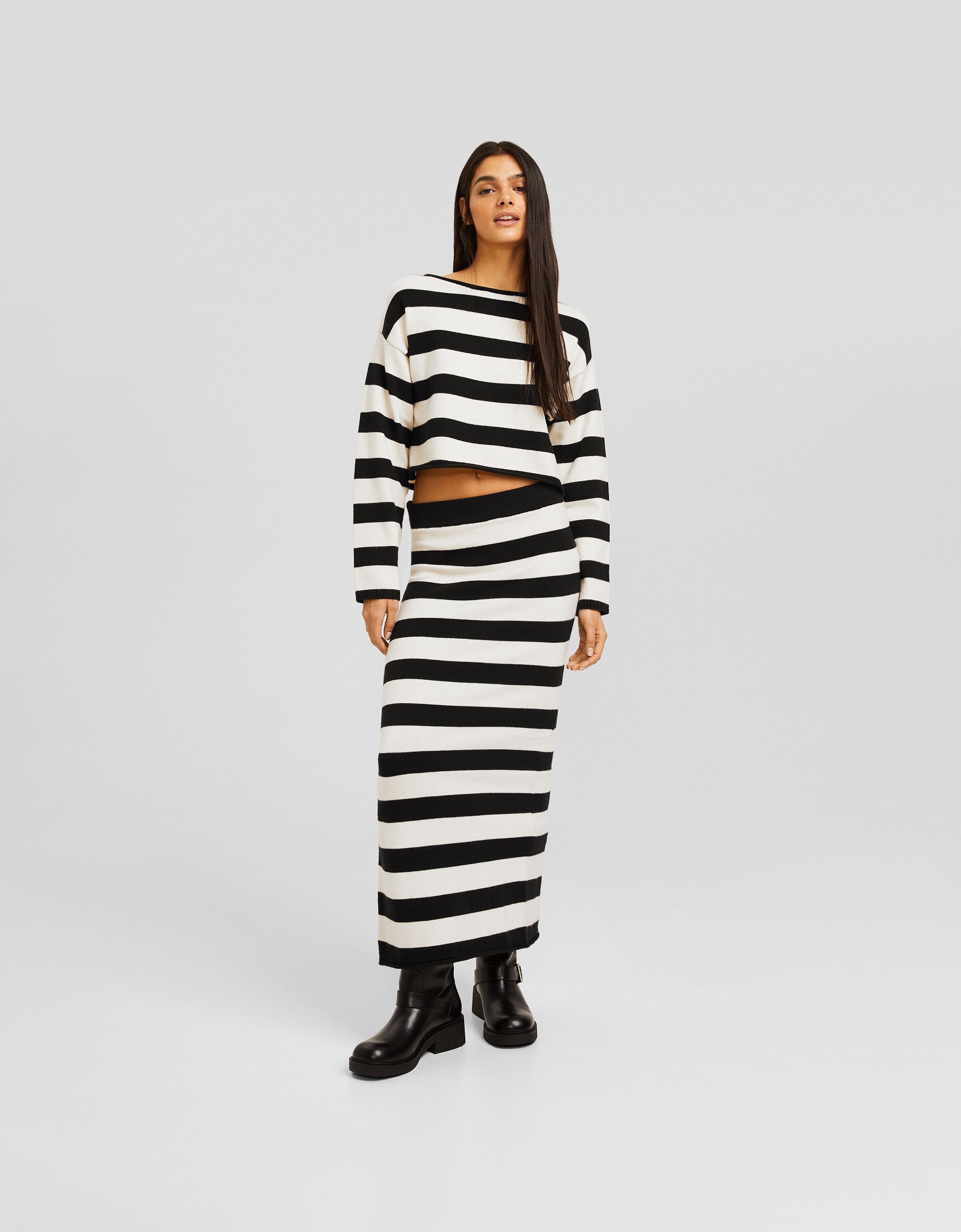 Falda midi punto rayas