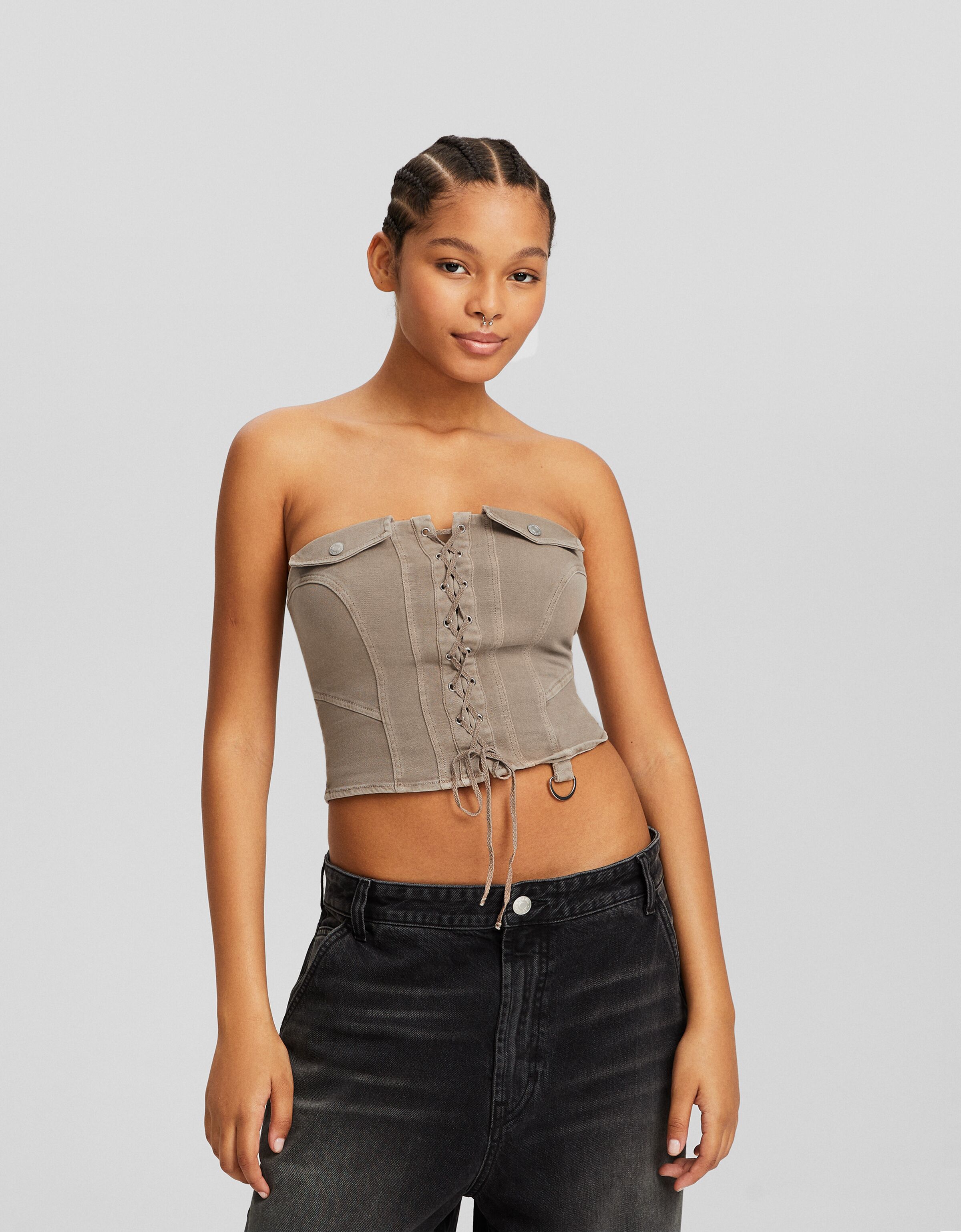 Top utility sarga efecto lavado lazada