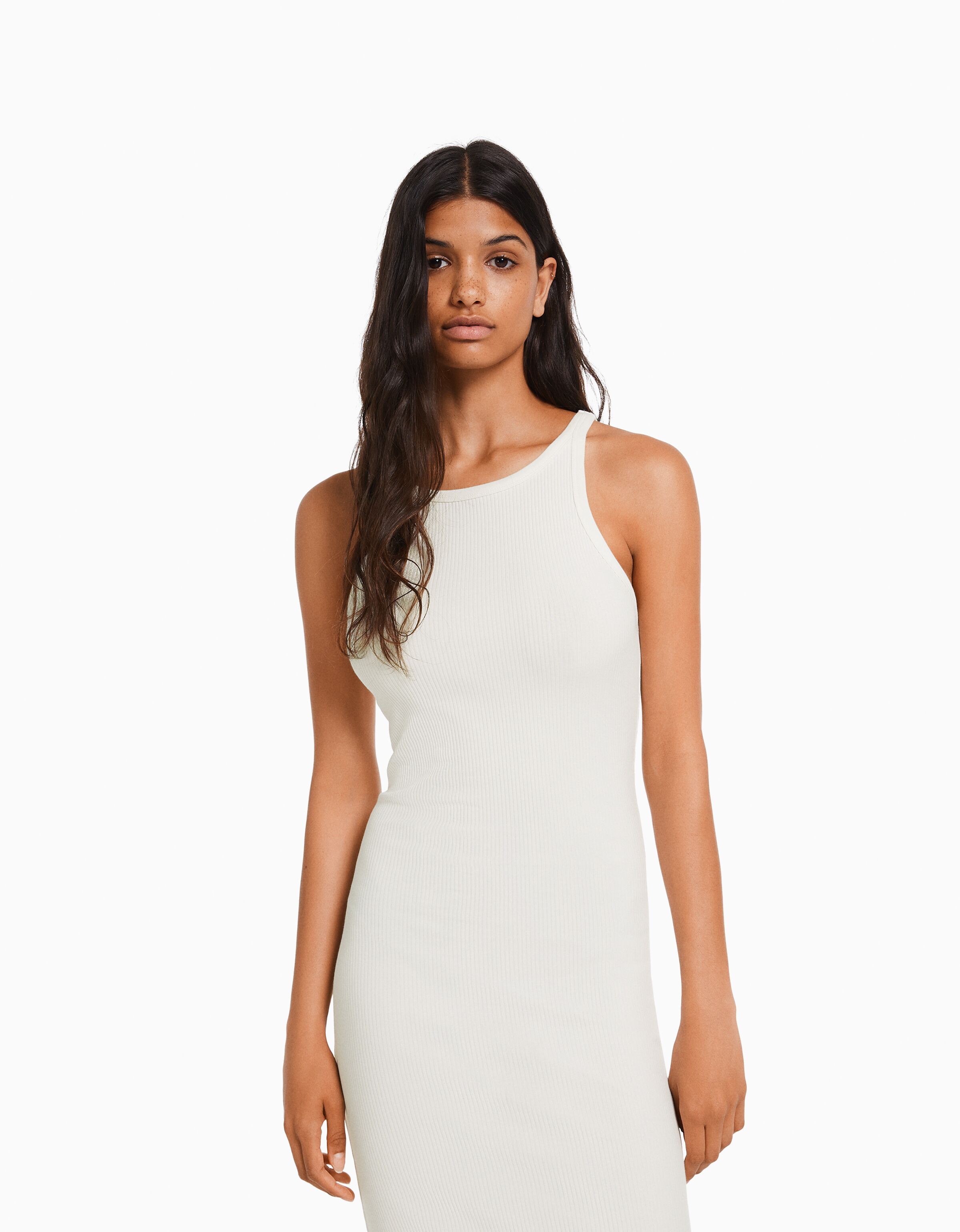 Vestido midi sin mangas rib