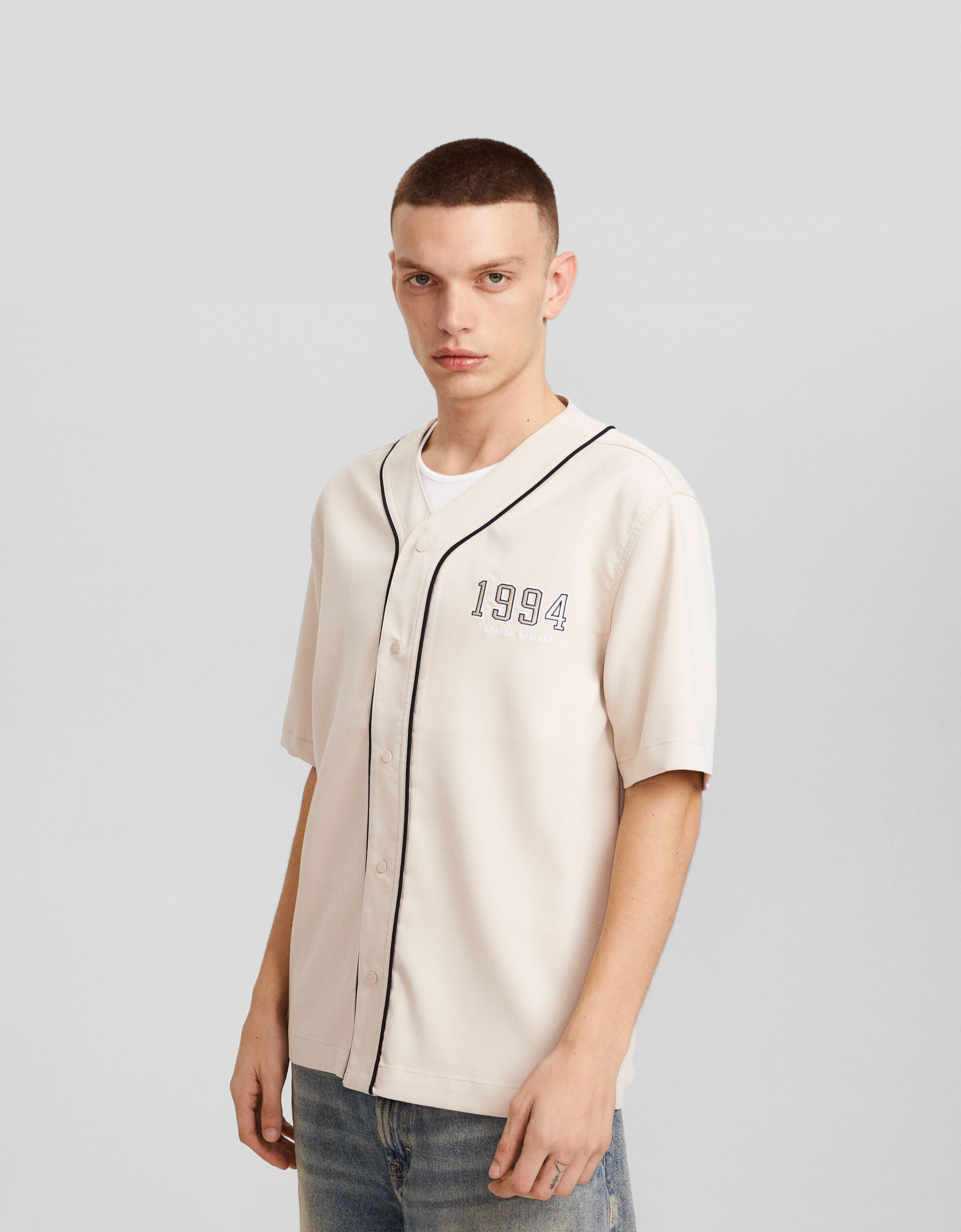 Camisa manga corta beisbolera tailoring print