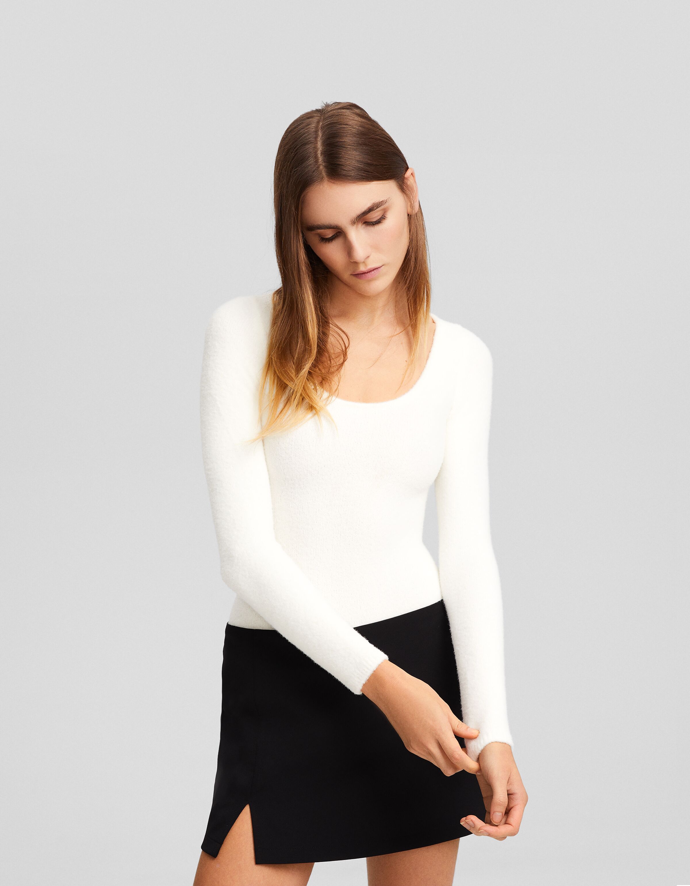 Body manga larga punto pelo