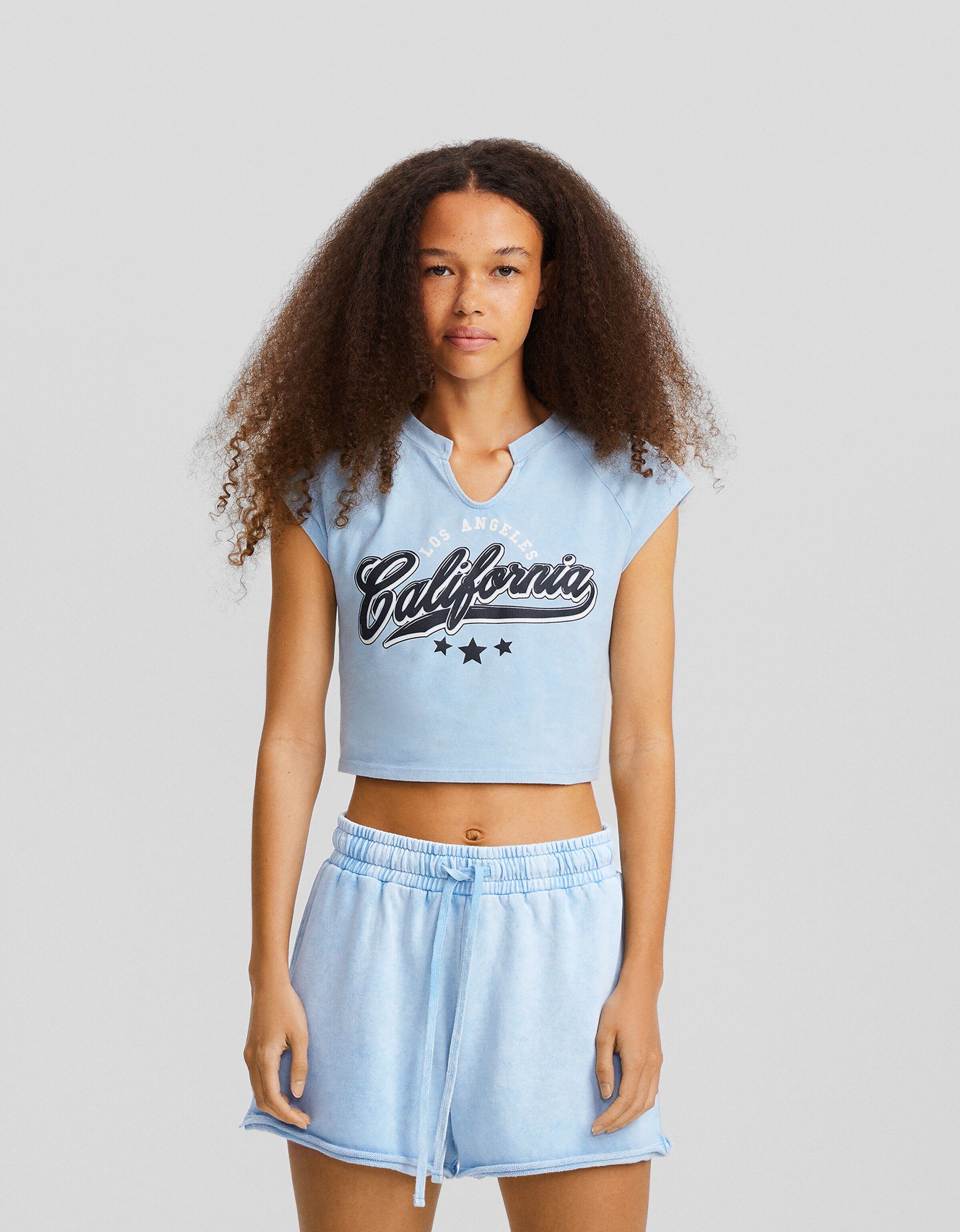 Camiseta manga corta efecto lavado print