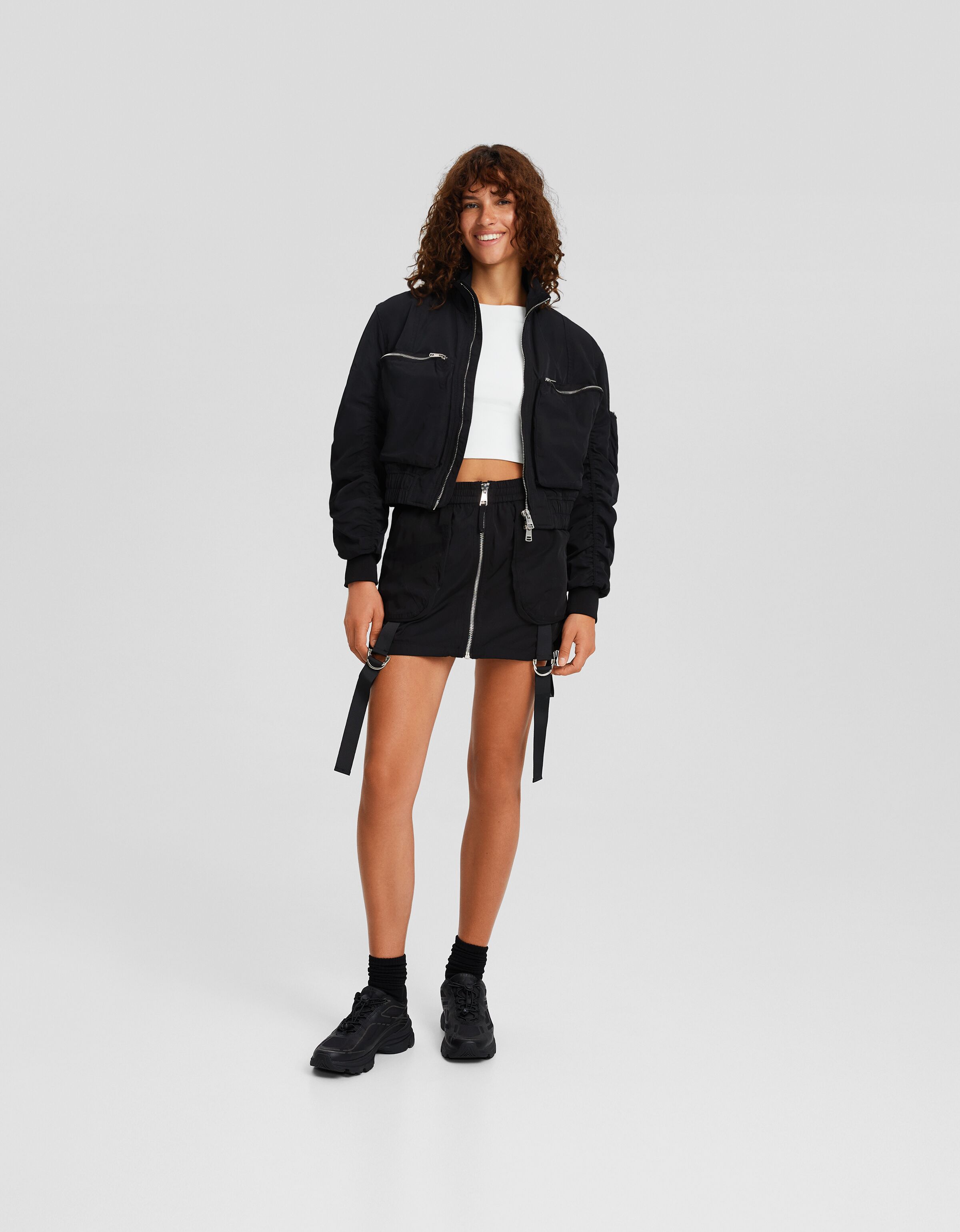 Falda mini técnica cremallera tiras