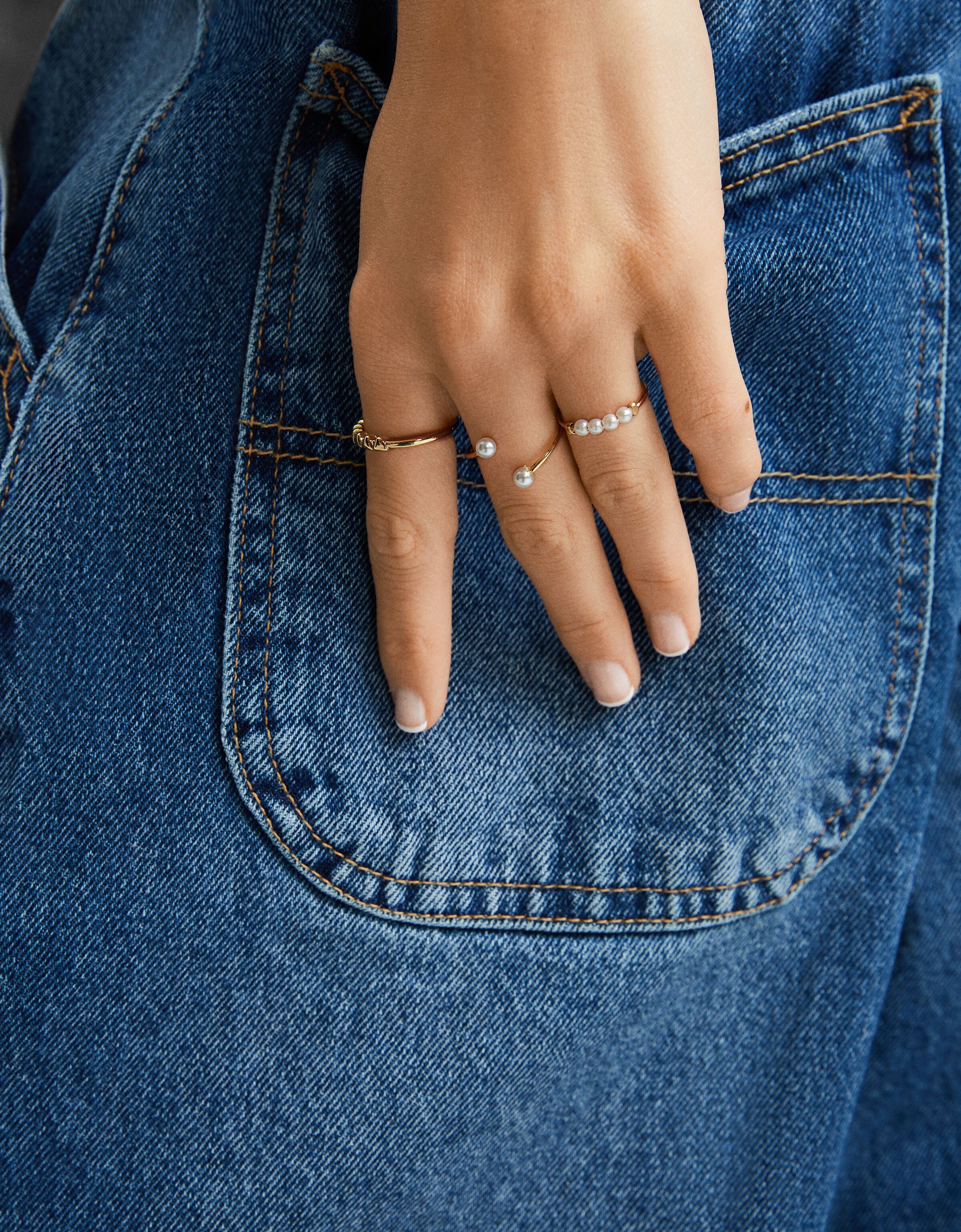 Set 9 anillos perlas corazón